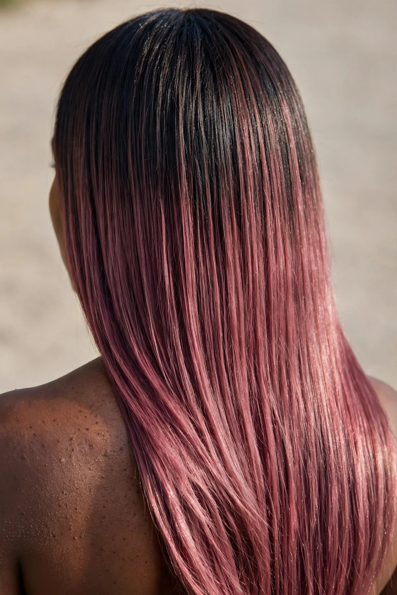 Smoked Rose on Dark Hair hair