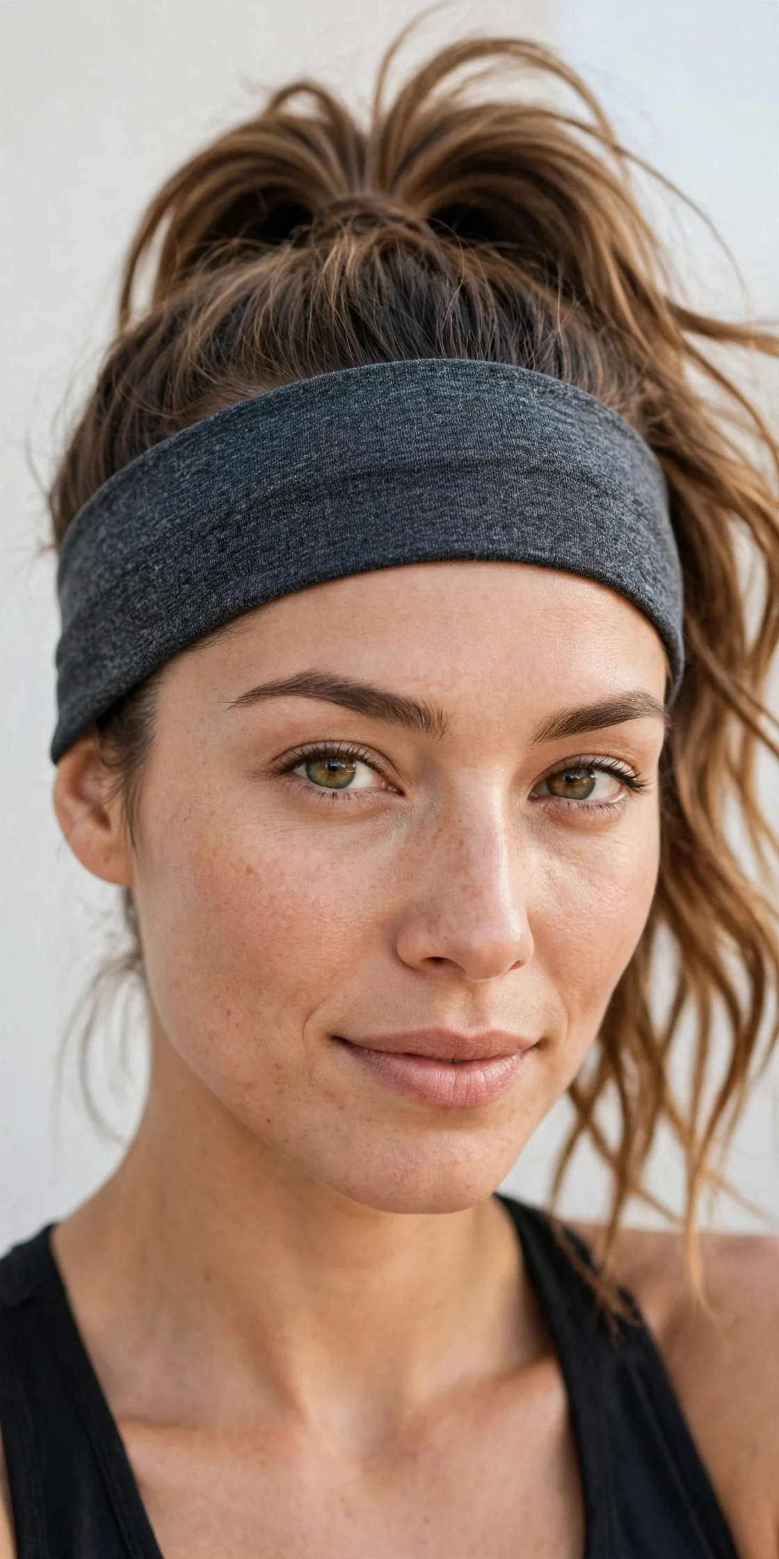 3. Sporty High Ponytail with a Wide Athletic Band