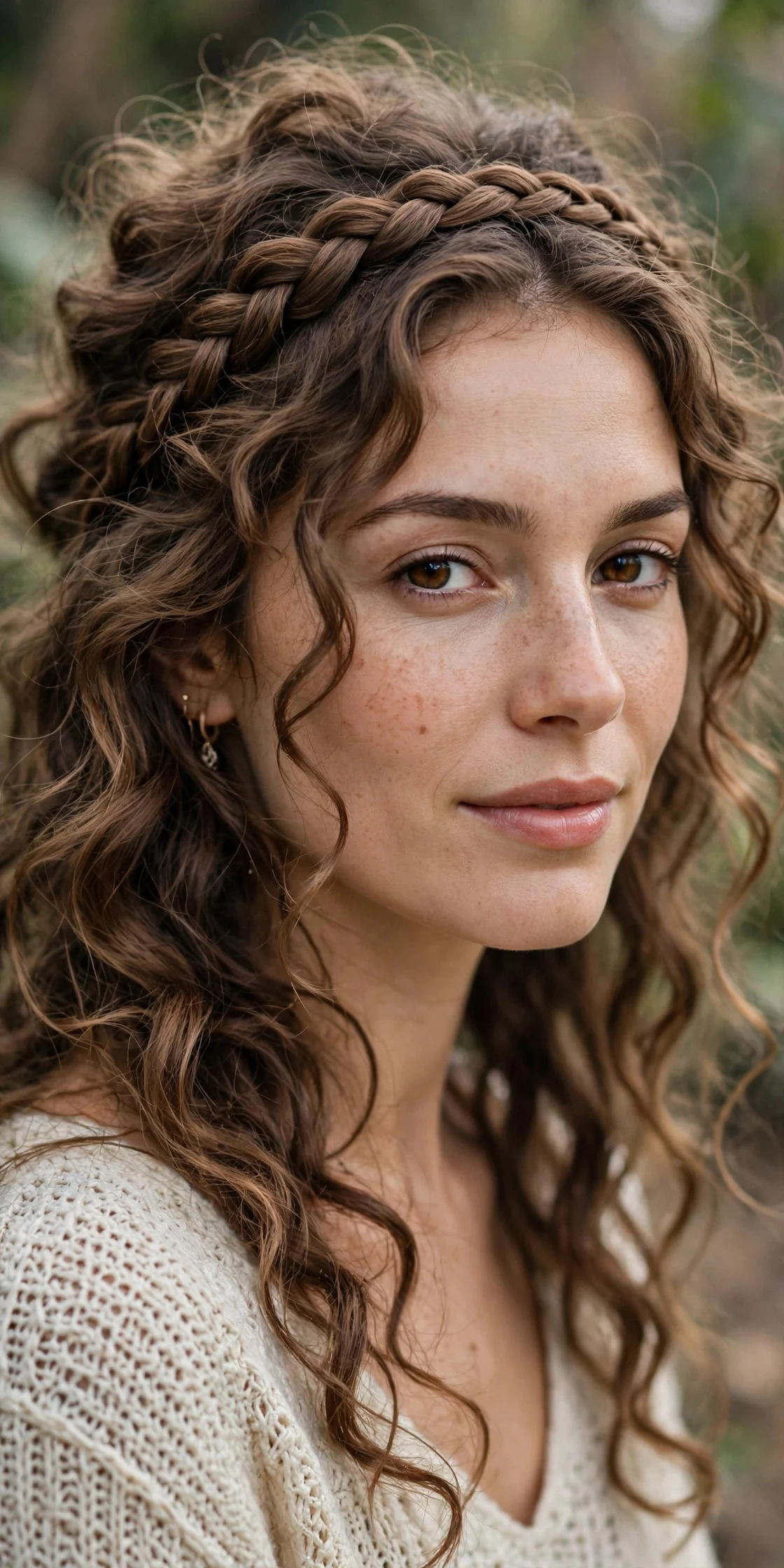 4. Boho Loose Curls with a Braided Headband