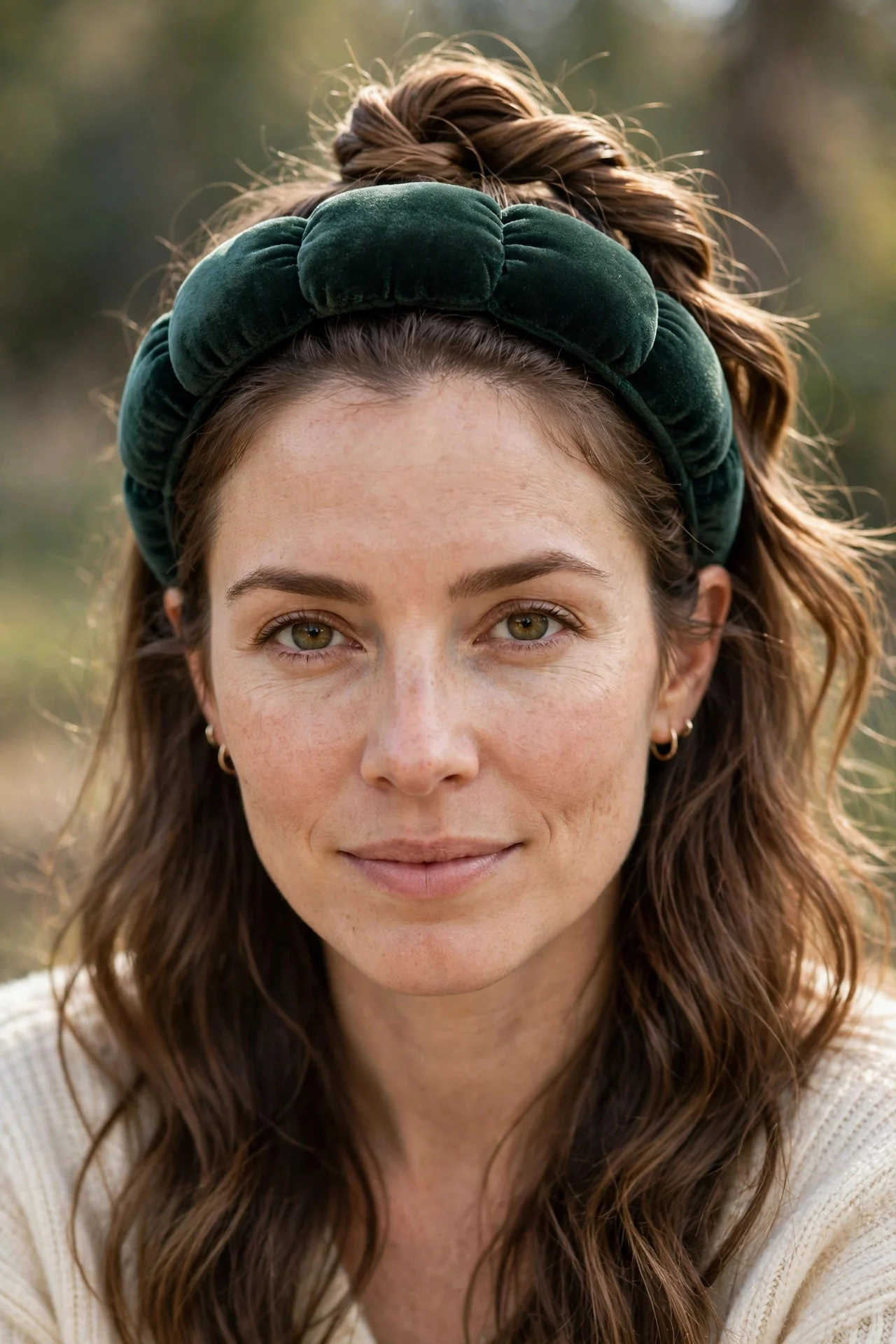 5. Half-Up Twist with a Padded Velvet Headband