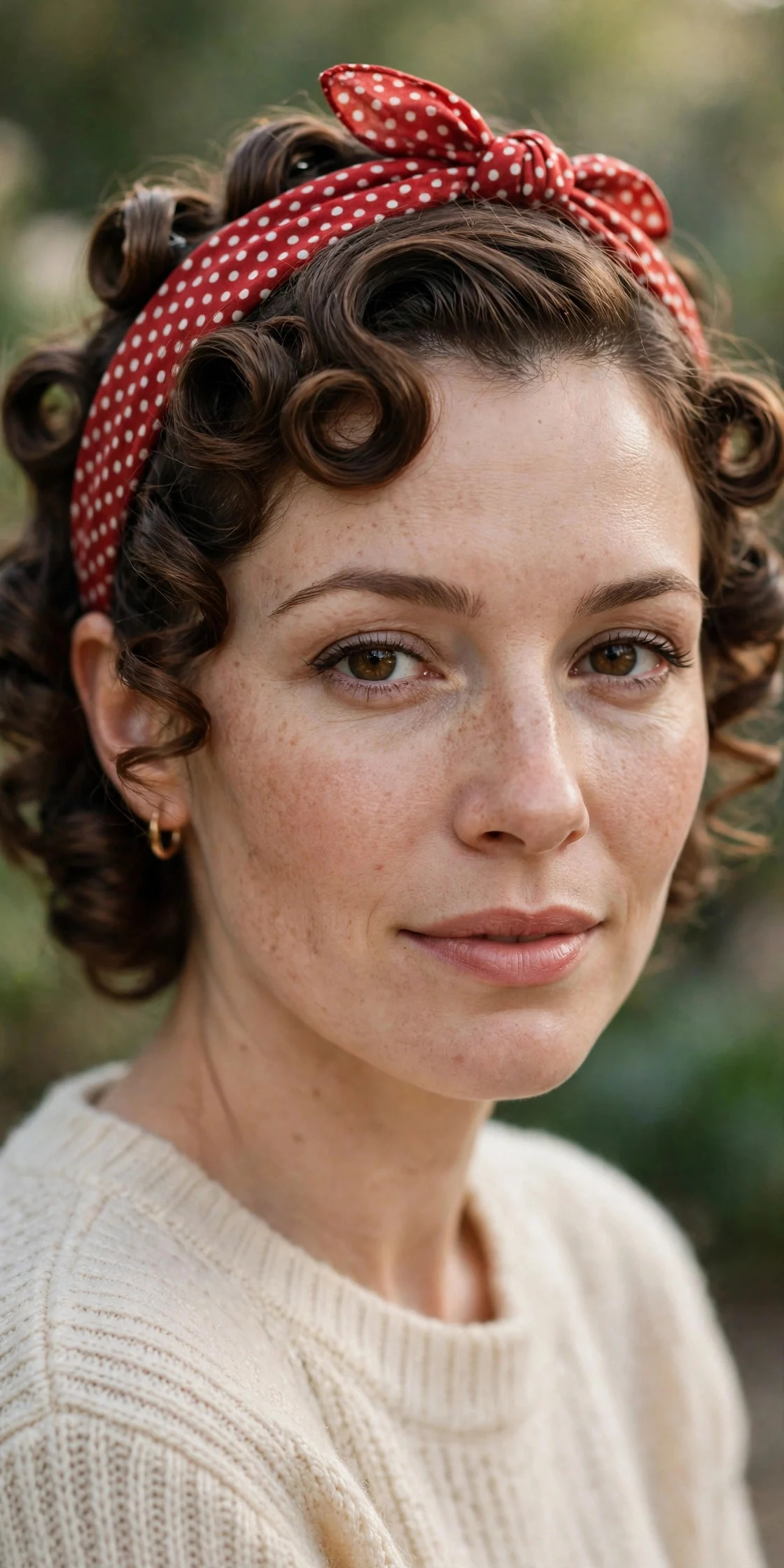 7. Vintage Pin Curls with a Scarf Headband