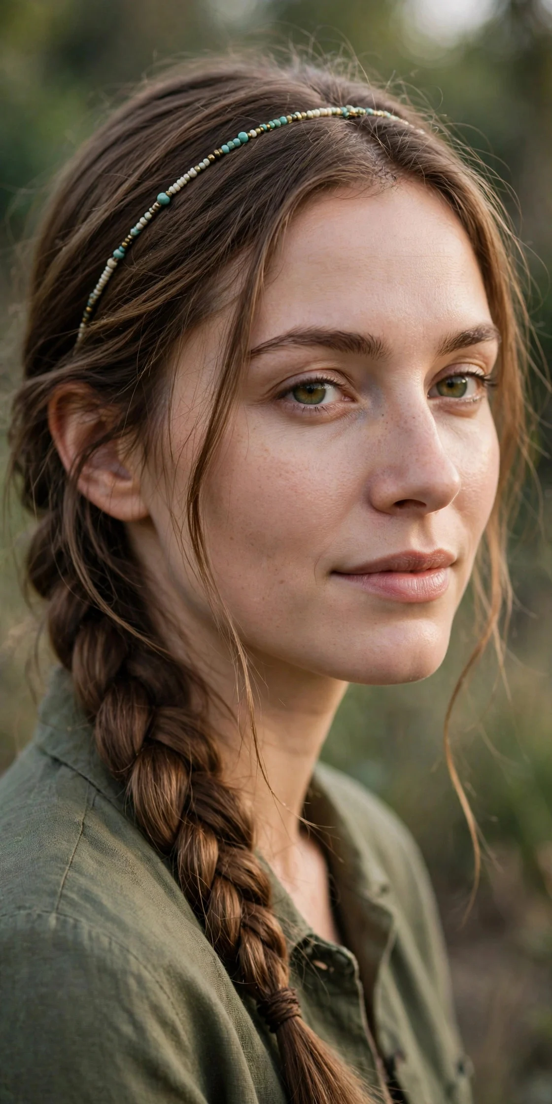 8. Side Braid with a Thin Beaded Headband