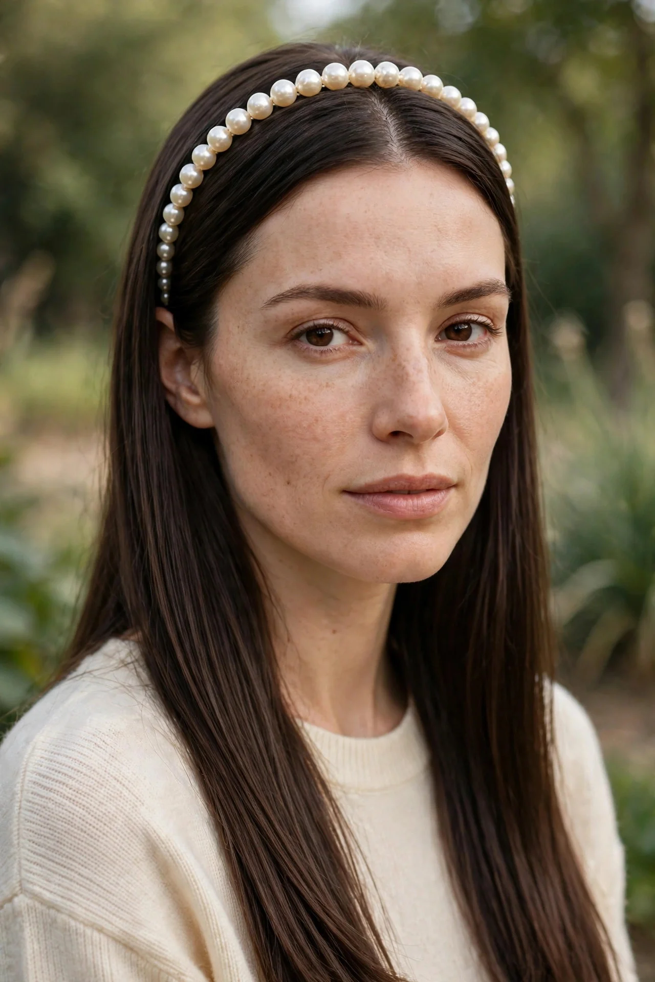 11. Straight Hair with a Pearl Headband