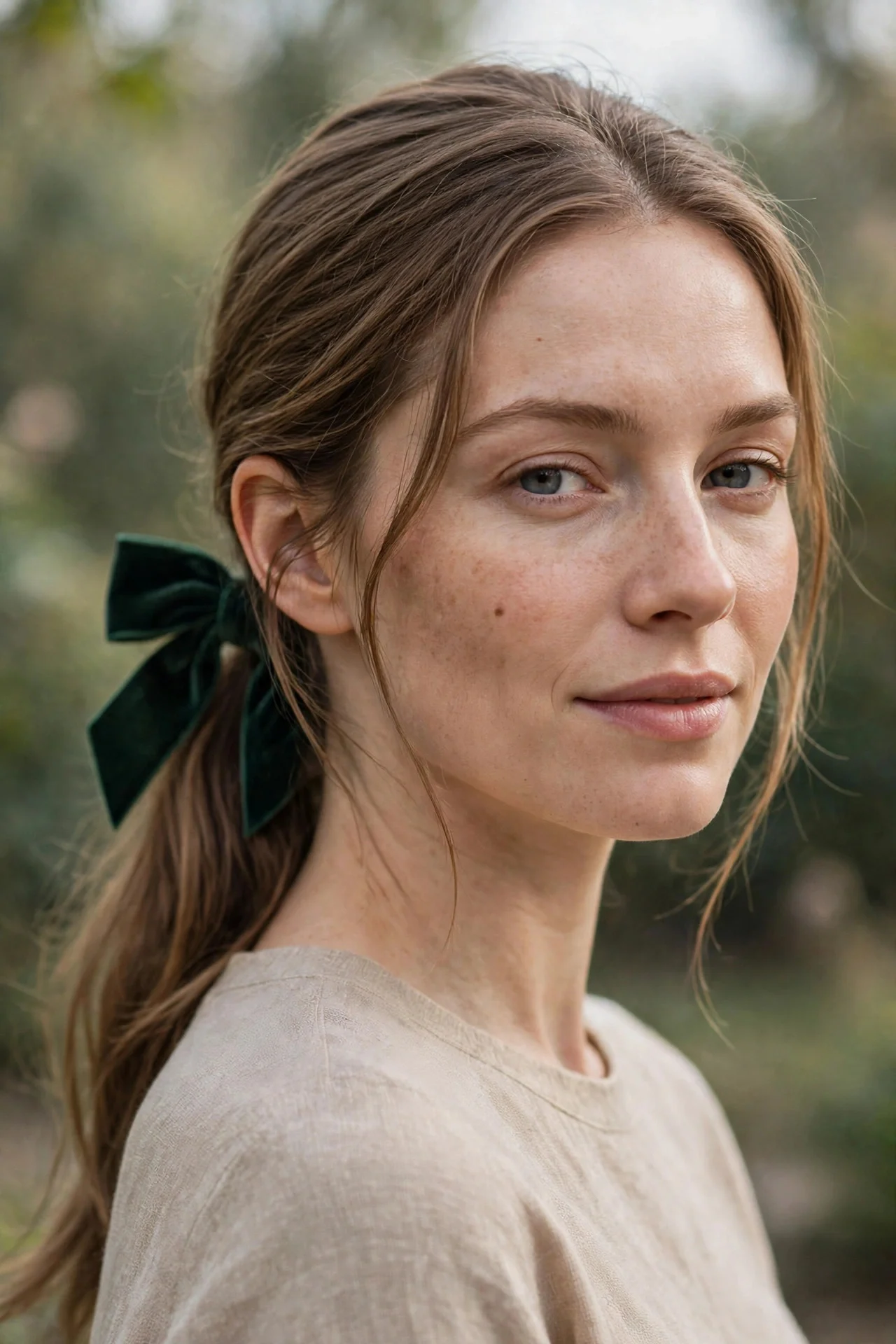 1. Classic Velvet Bow on a Low Ponytail