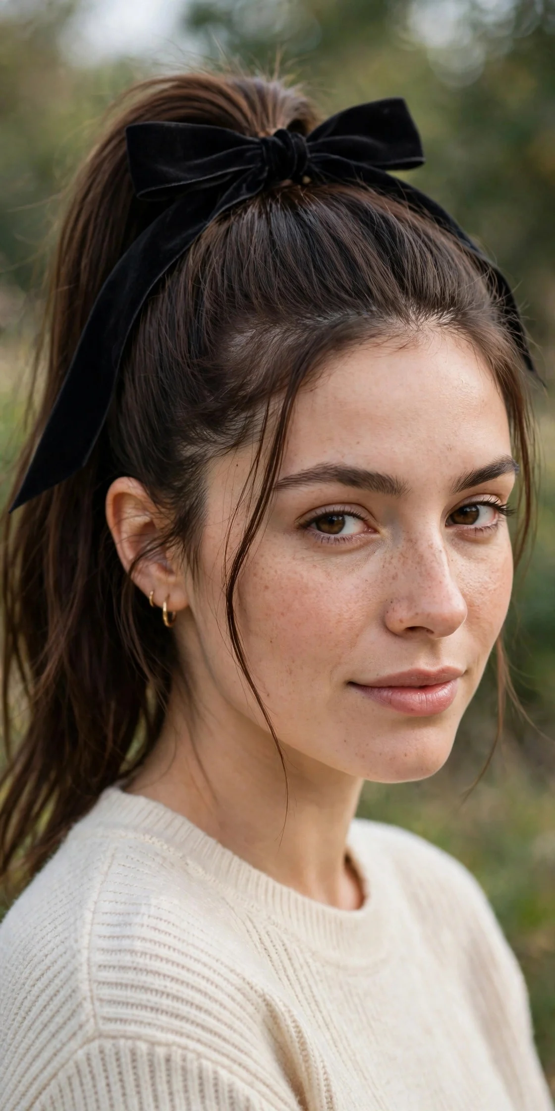 3. Bow-Tied High Ponytail