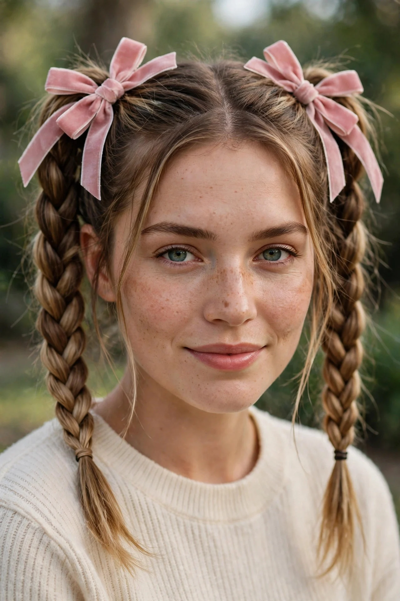 4. Double Bows on Braided Pigtails