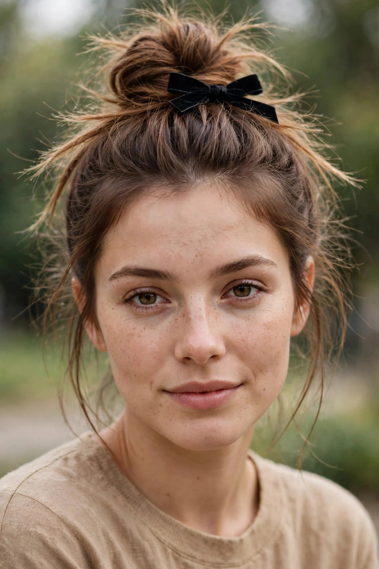 7. Messy Top Knot with a Mini Bow