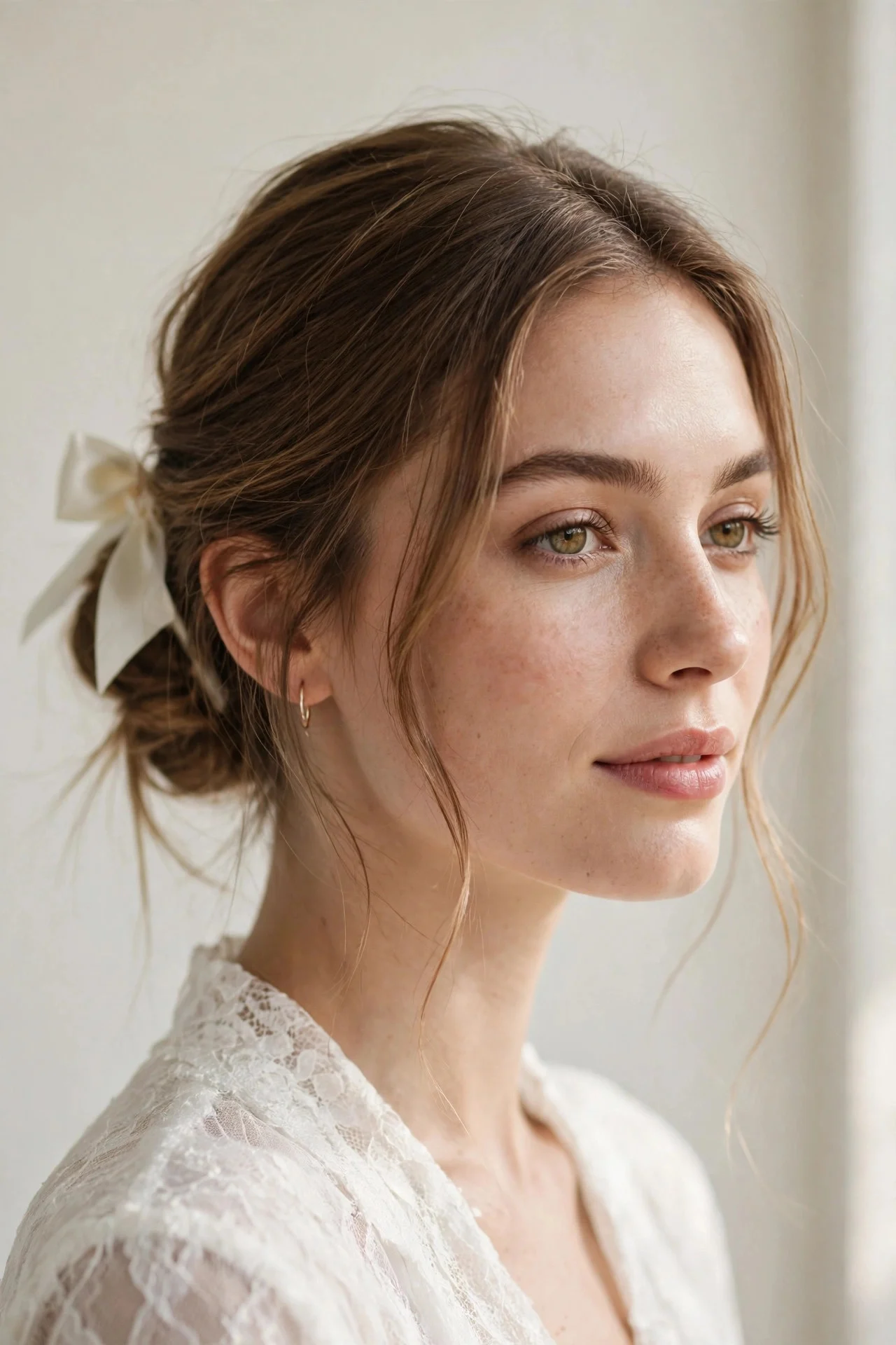 11. Bow with a Loose Low Bun for Weddings
