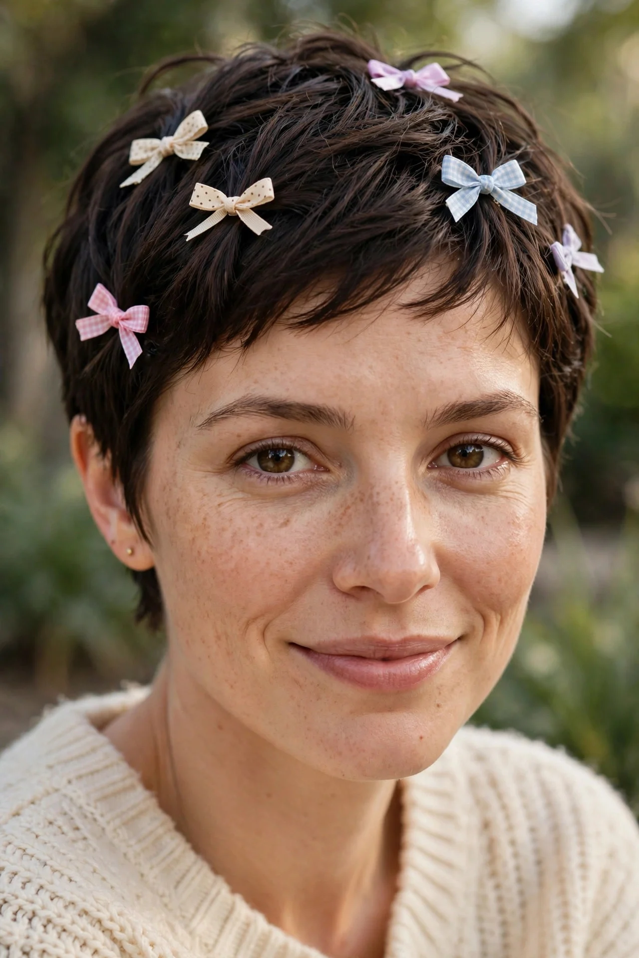 12. Playful Bow Clips on Short Hair
