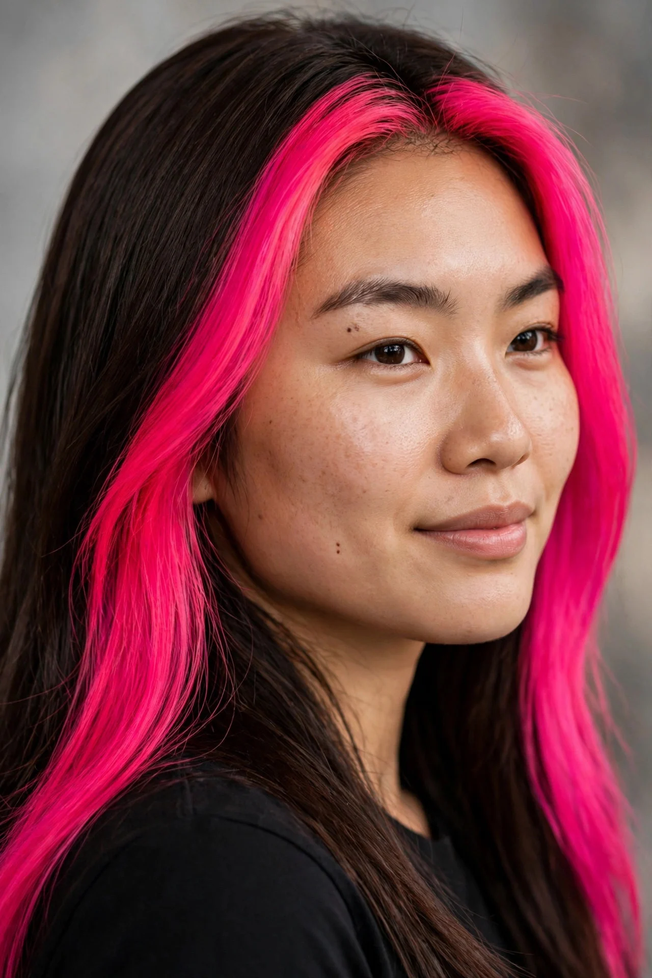 Hot Pink Money Piece hair
