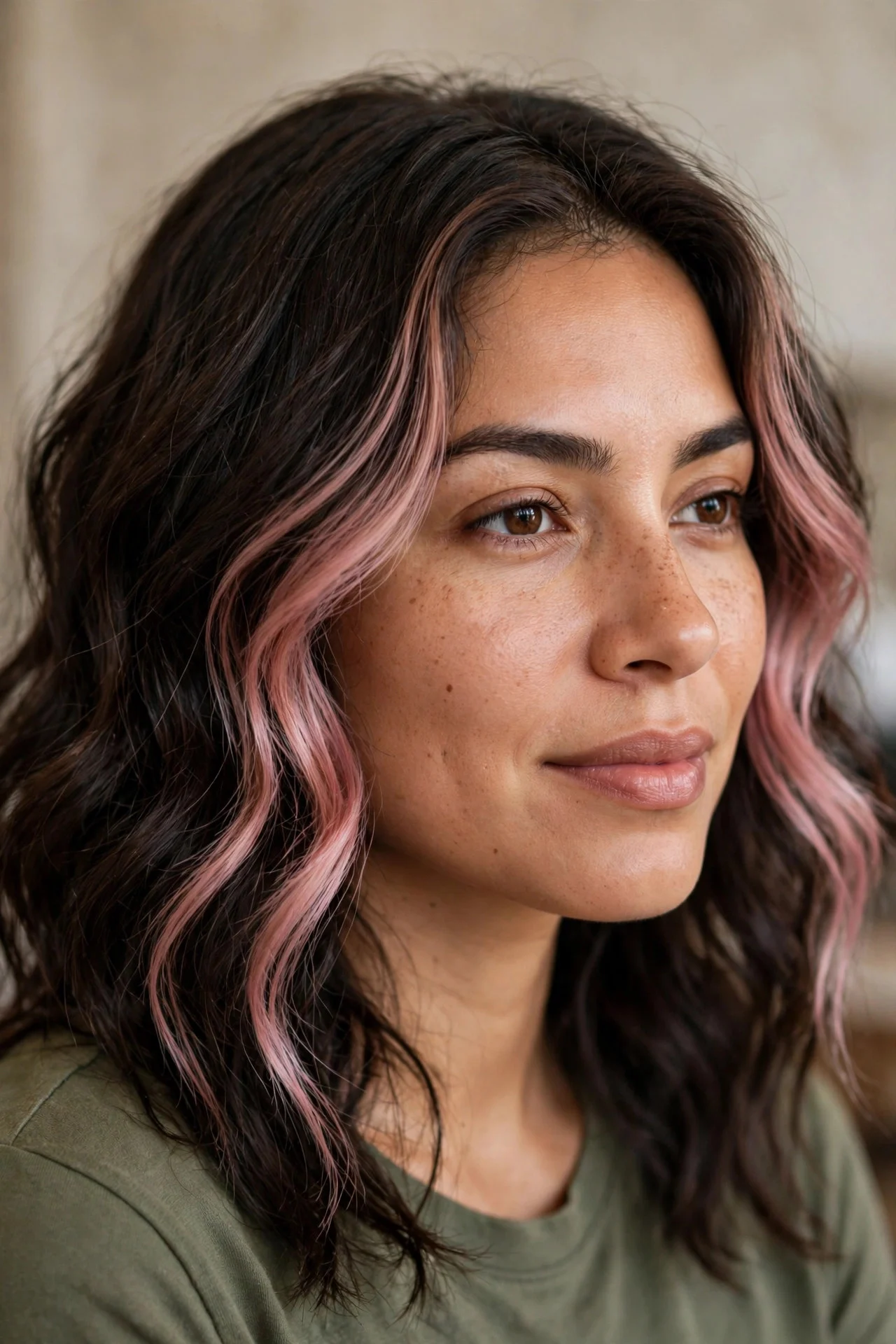 Grown-Out Pink Money Piece Refresh hair
