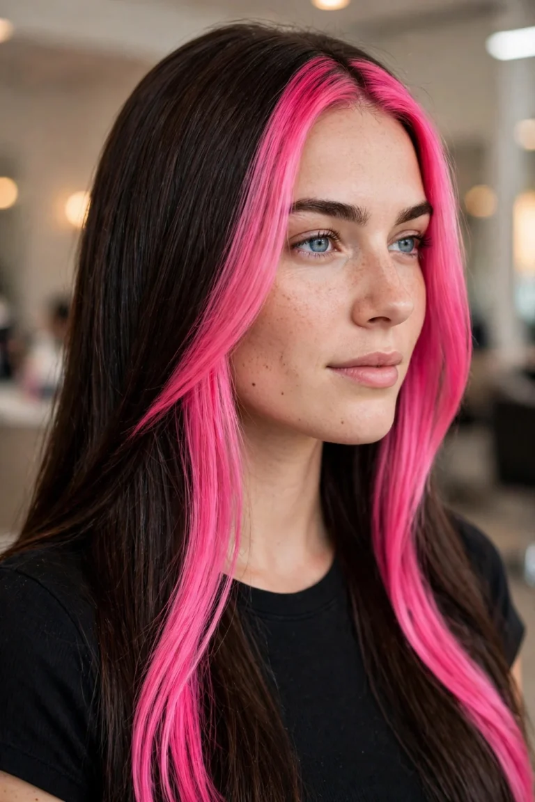 10 Pink Money Piece Hair Ideas for Brunettes