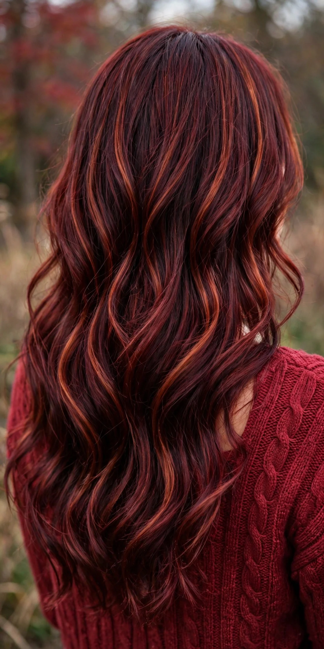 Cherry Cola and Copper Highlights hair