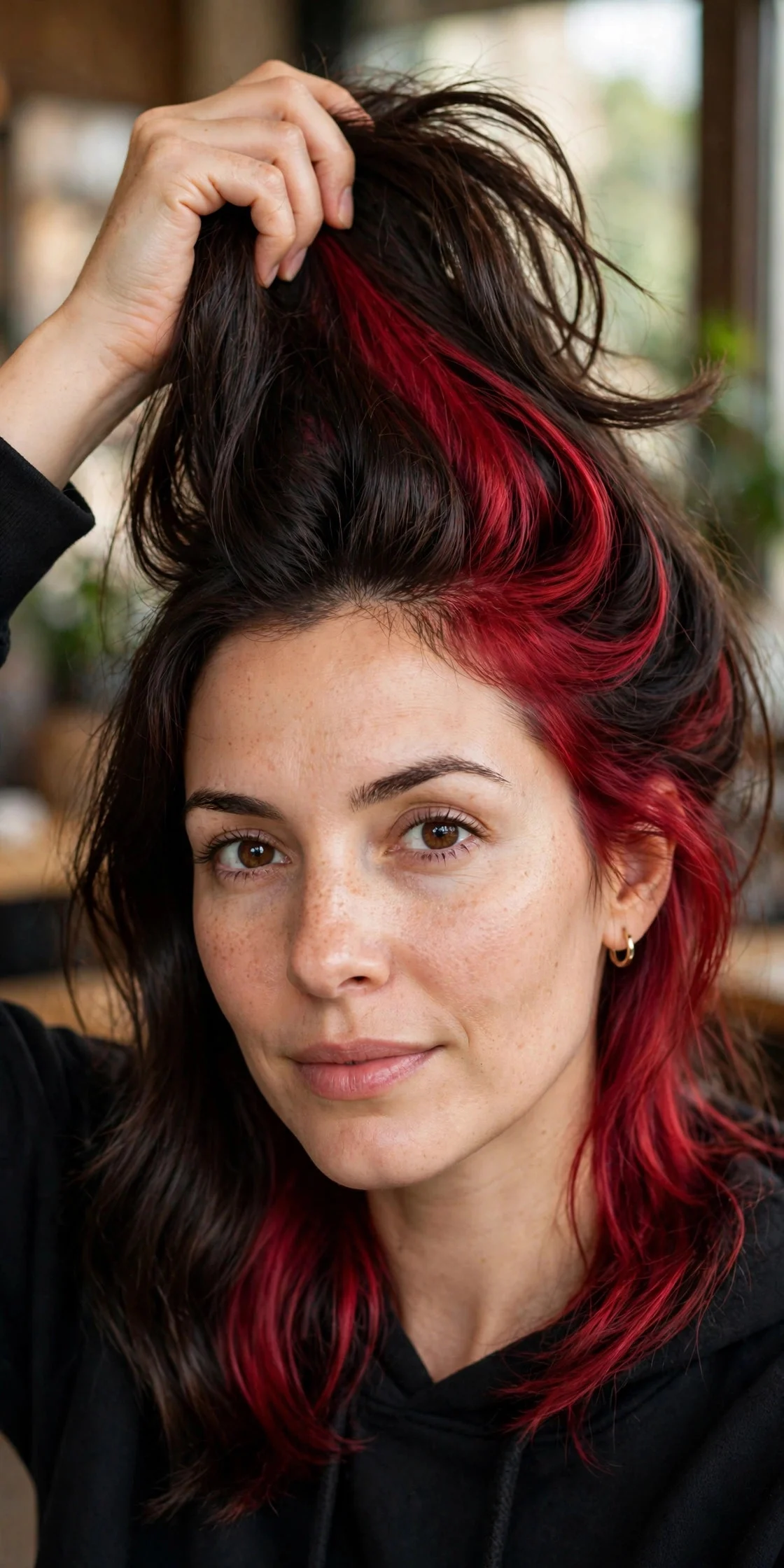Cherry Cola Peekaboo hair