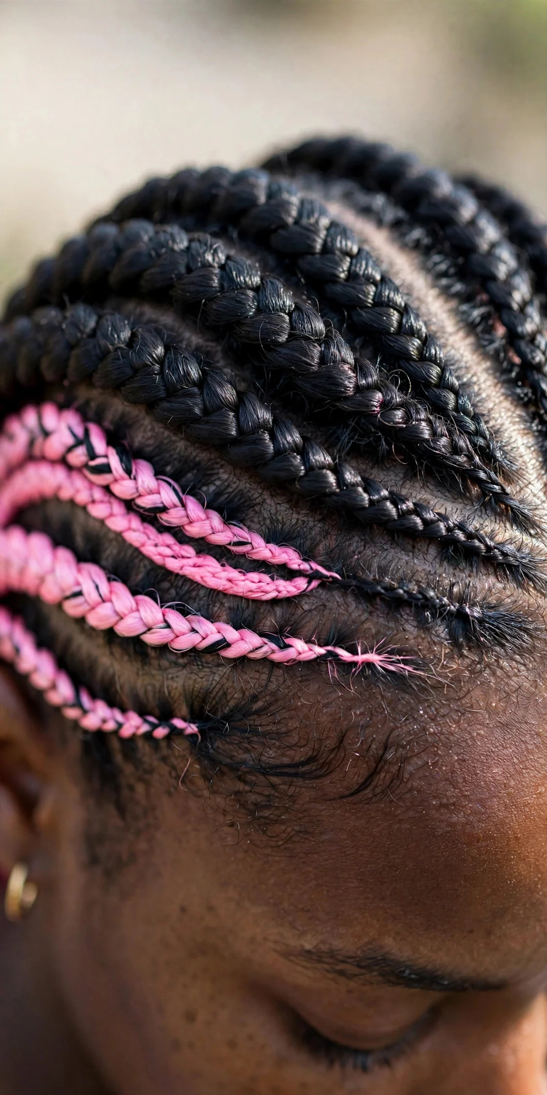 Hidden Pink Cornrow Rows hair