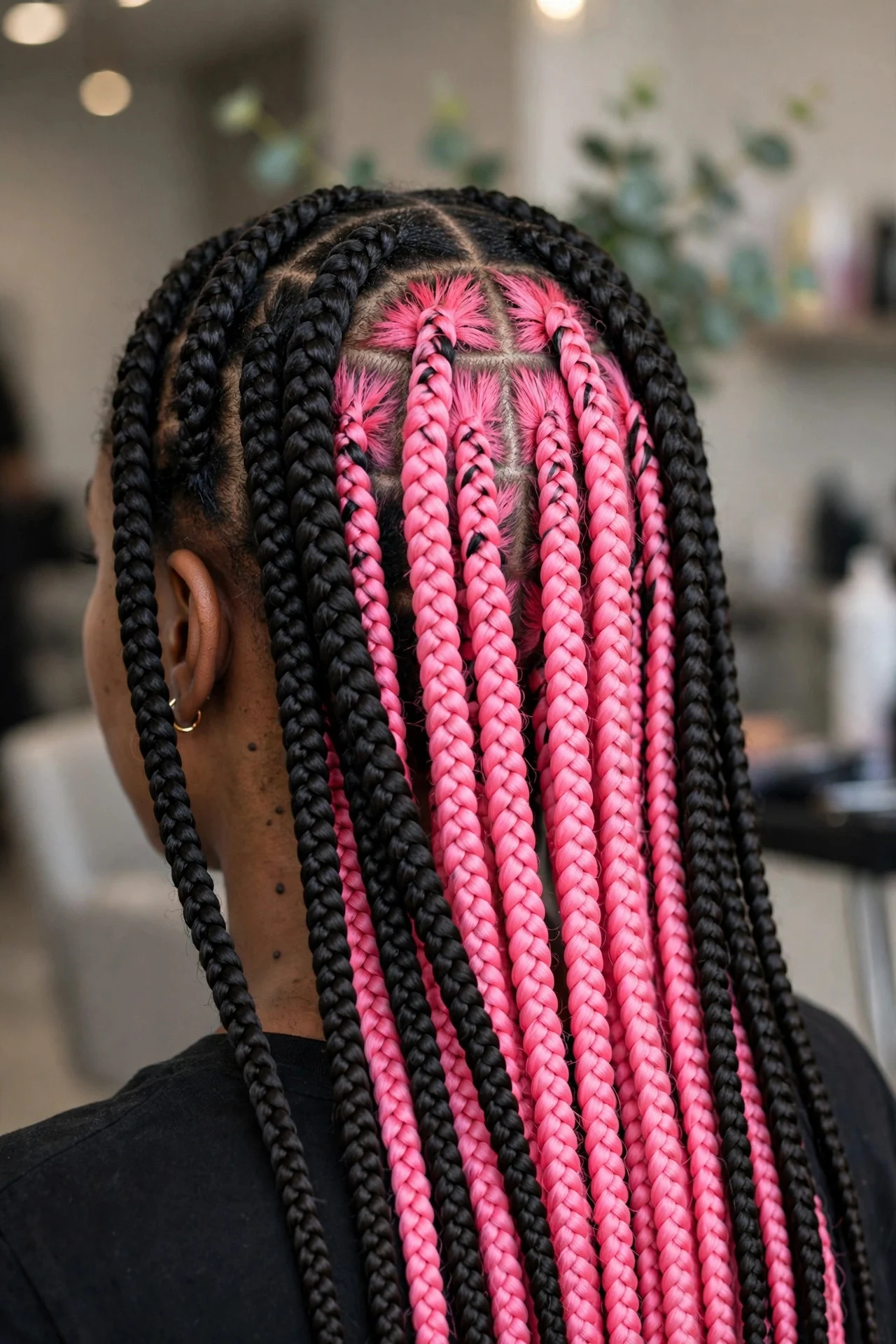 Pink Panels Under a Top Layer hair