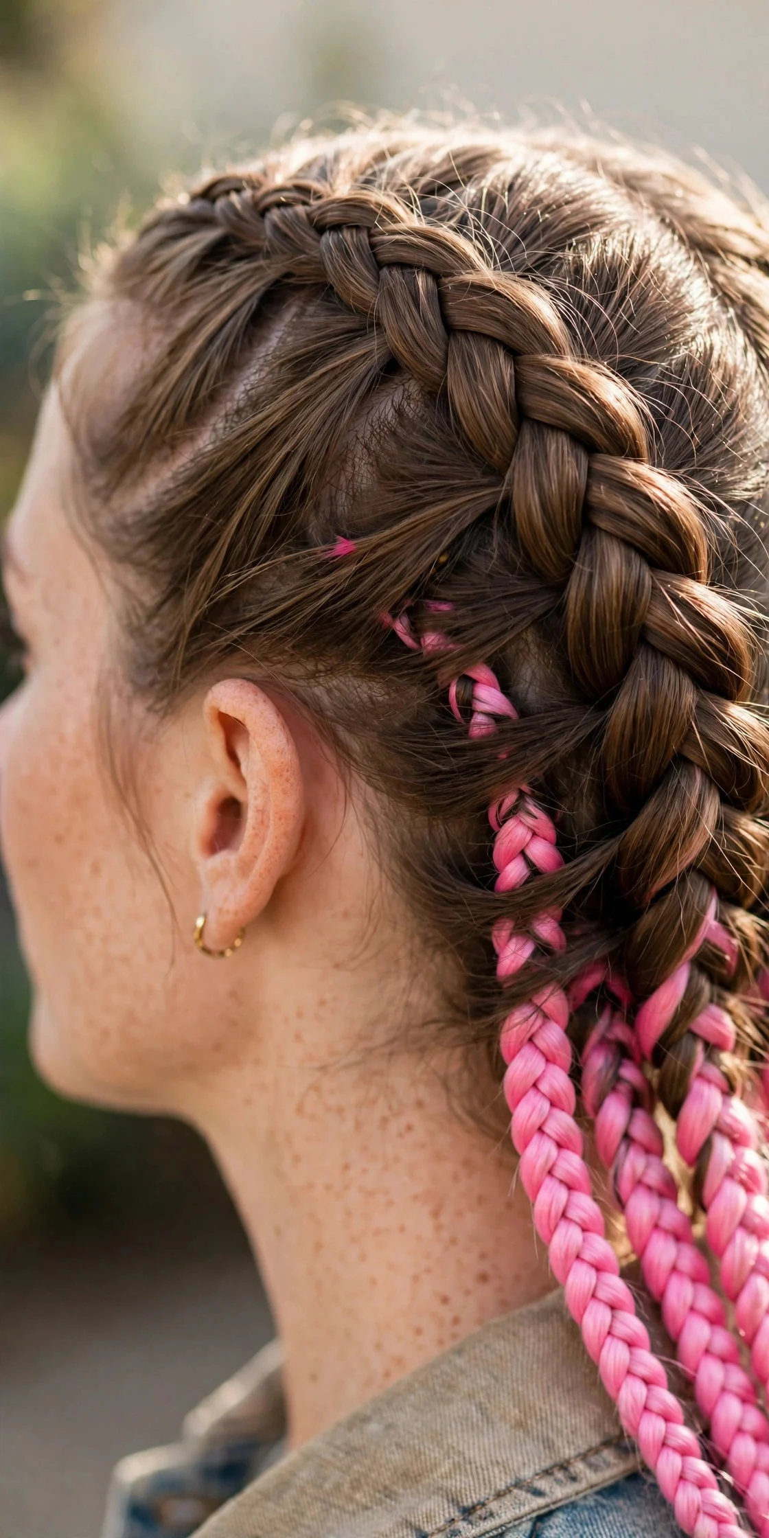 Pink Peekaboo Half-Up Braids hair
