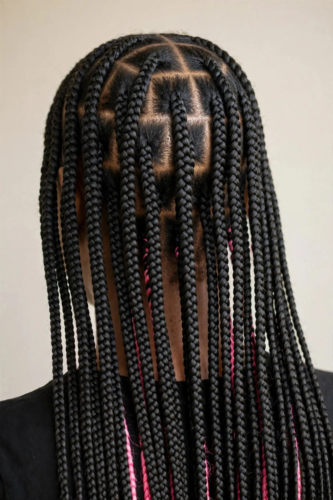 Classic Black With Pink Peekaboo Strands hair