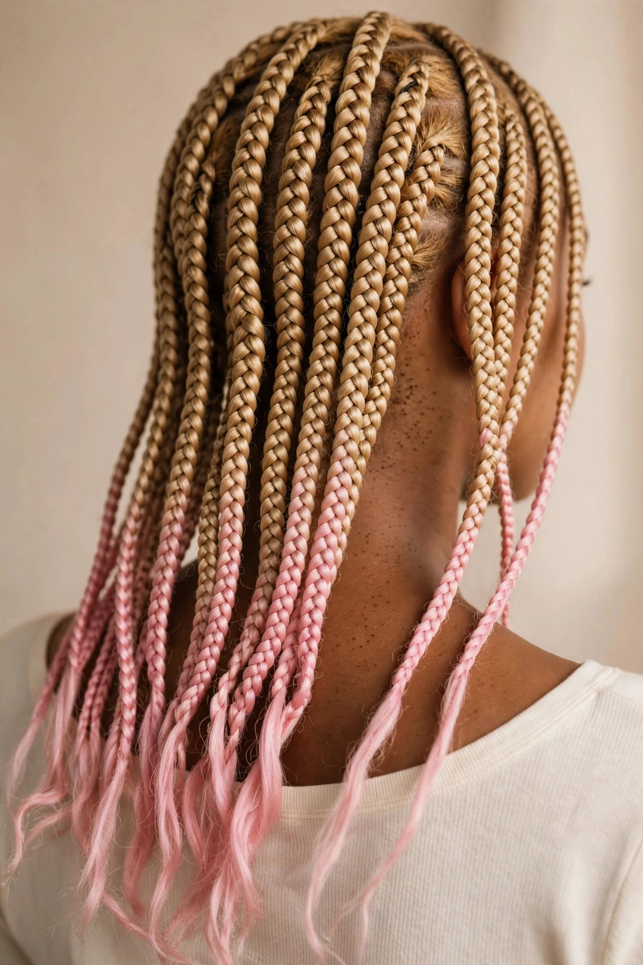 Honey Blonde with Pastel Pink Tips hair