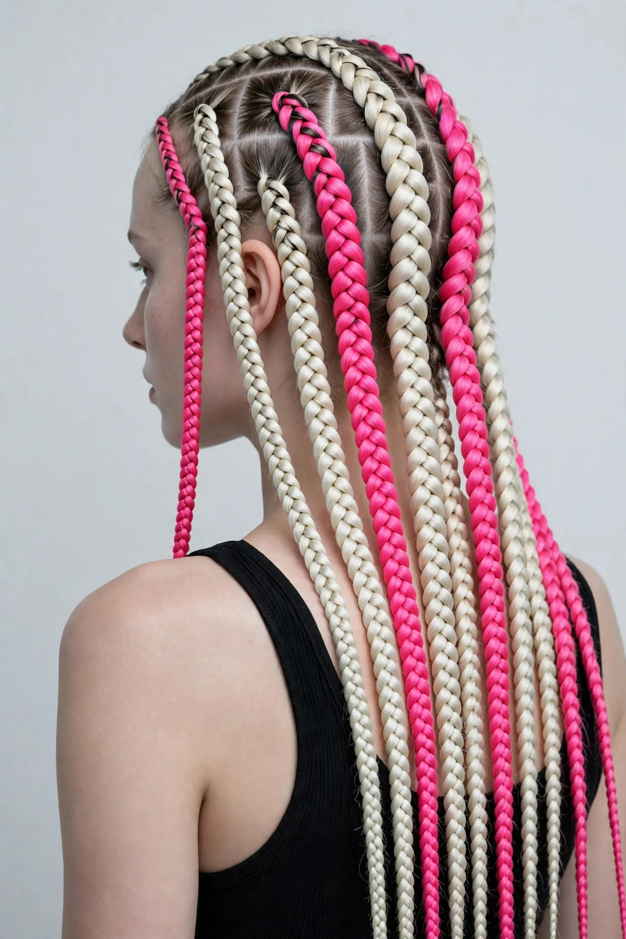 Platinum Blonde and Hot Pink Mix hair