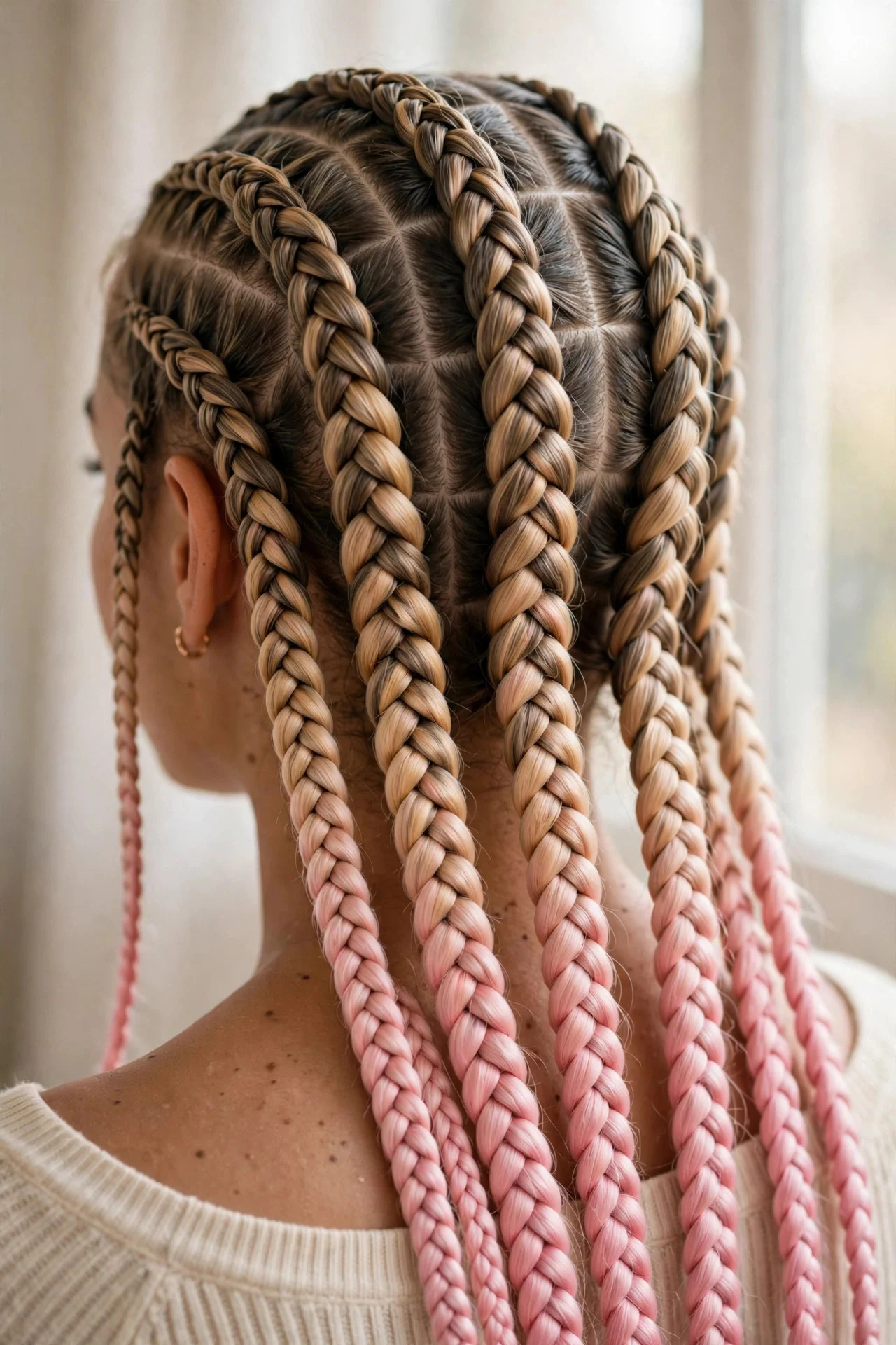 Blonde-to-Pink Ombre Braids hair