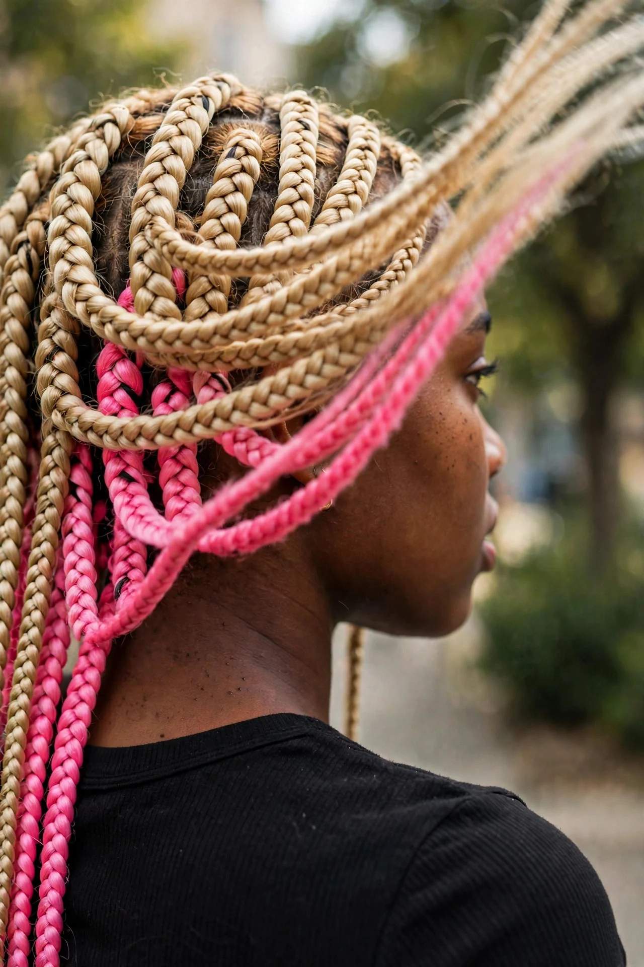 Pink Peekaboo Under Blonde Braids hair
