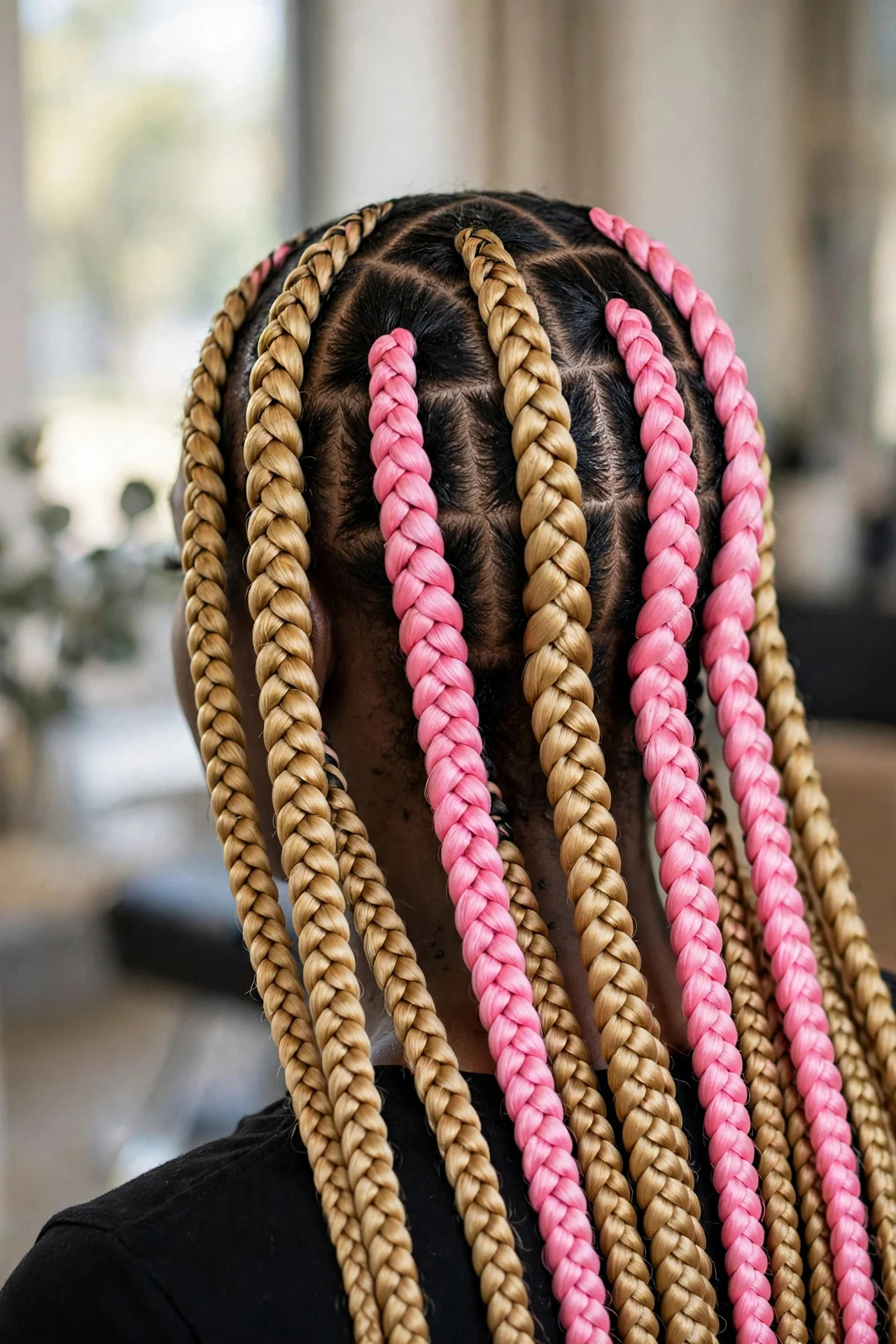 Jumbo Blonde and Pink Braids hair