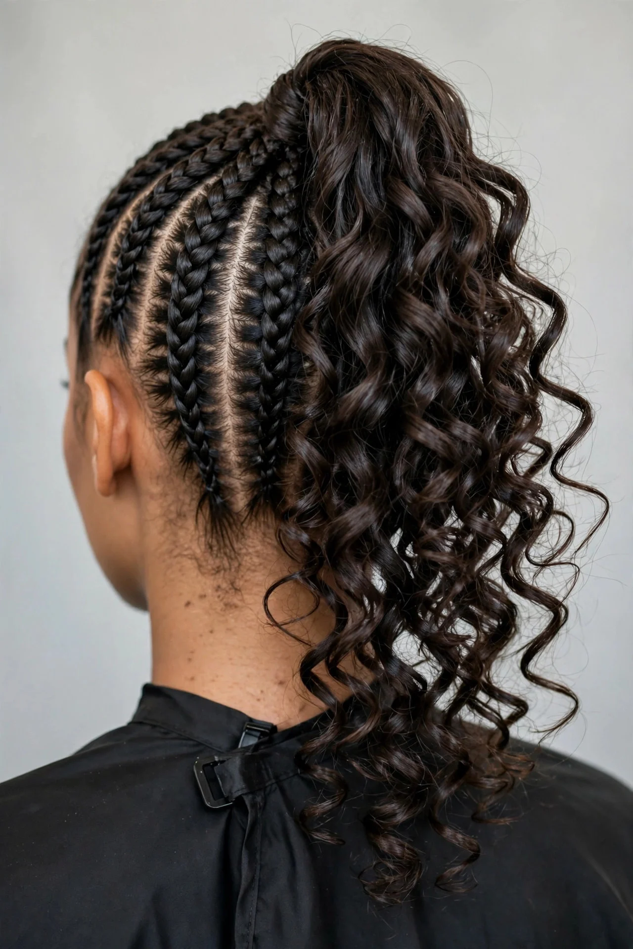 High Ponytail French Curl Braids hair