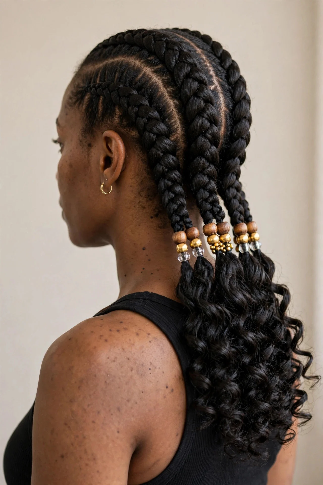 French Curl Braids With Beads hair