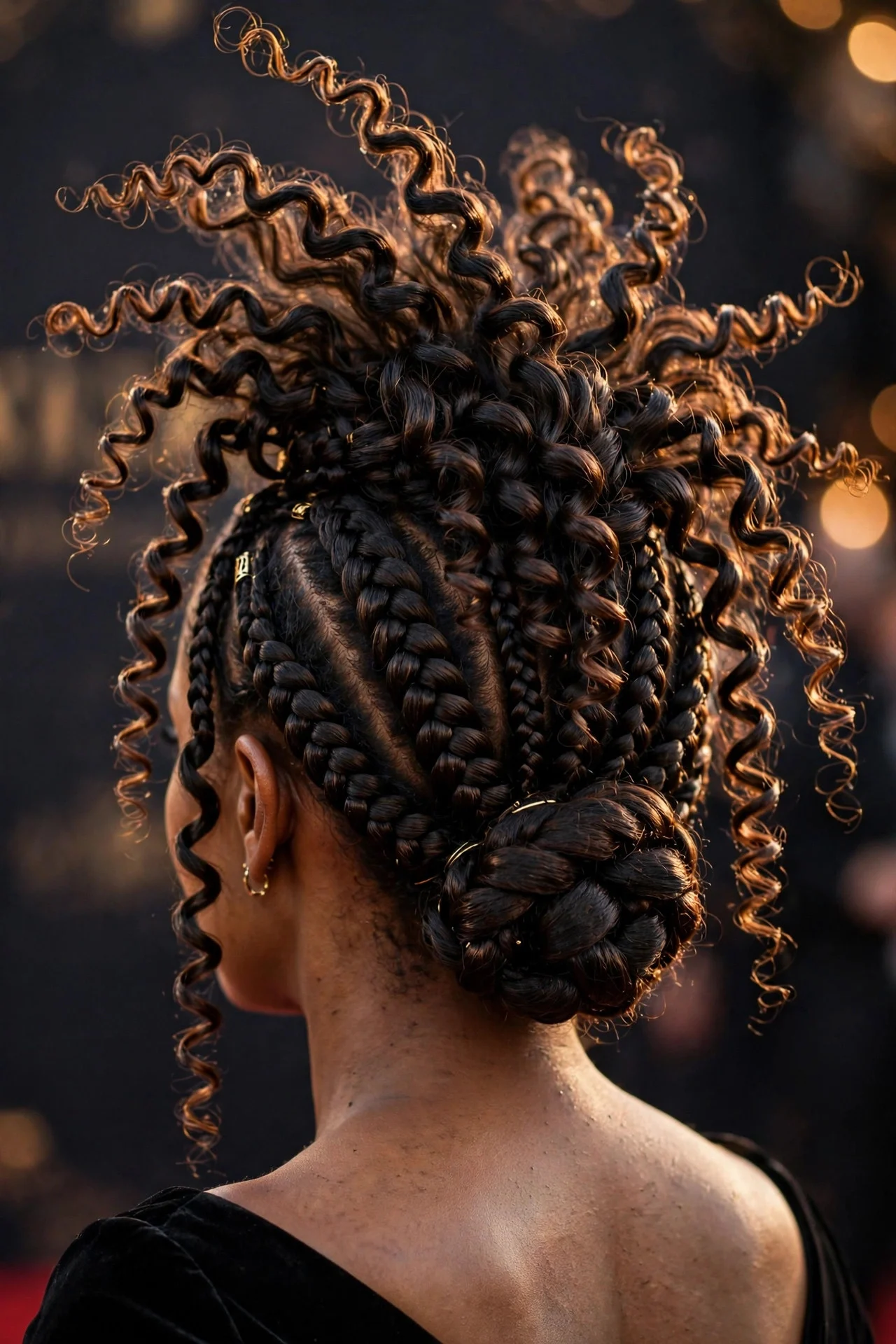 French Curl Braids Updo for Events hair