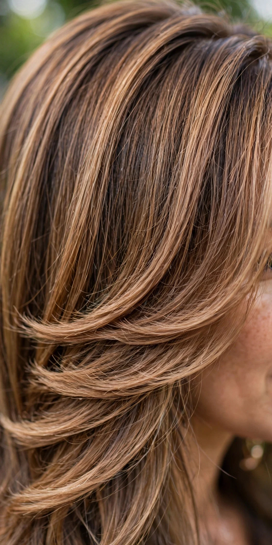 Soft Side Part on Long Layers hair