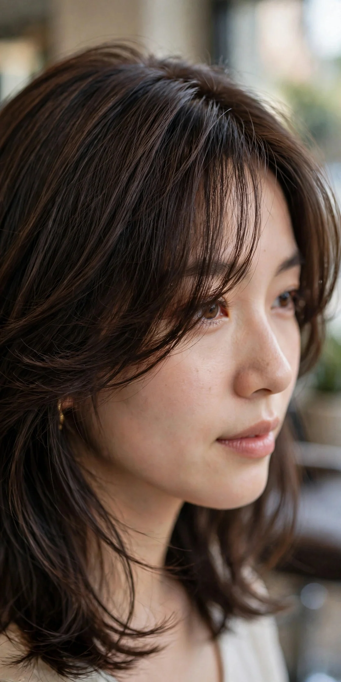Side Part with Curtain Bangs hair