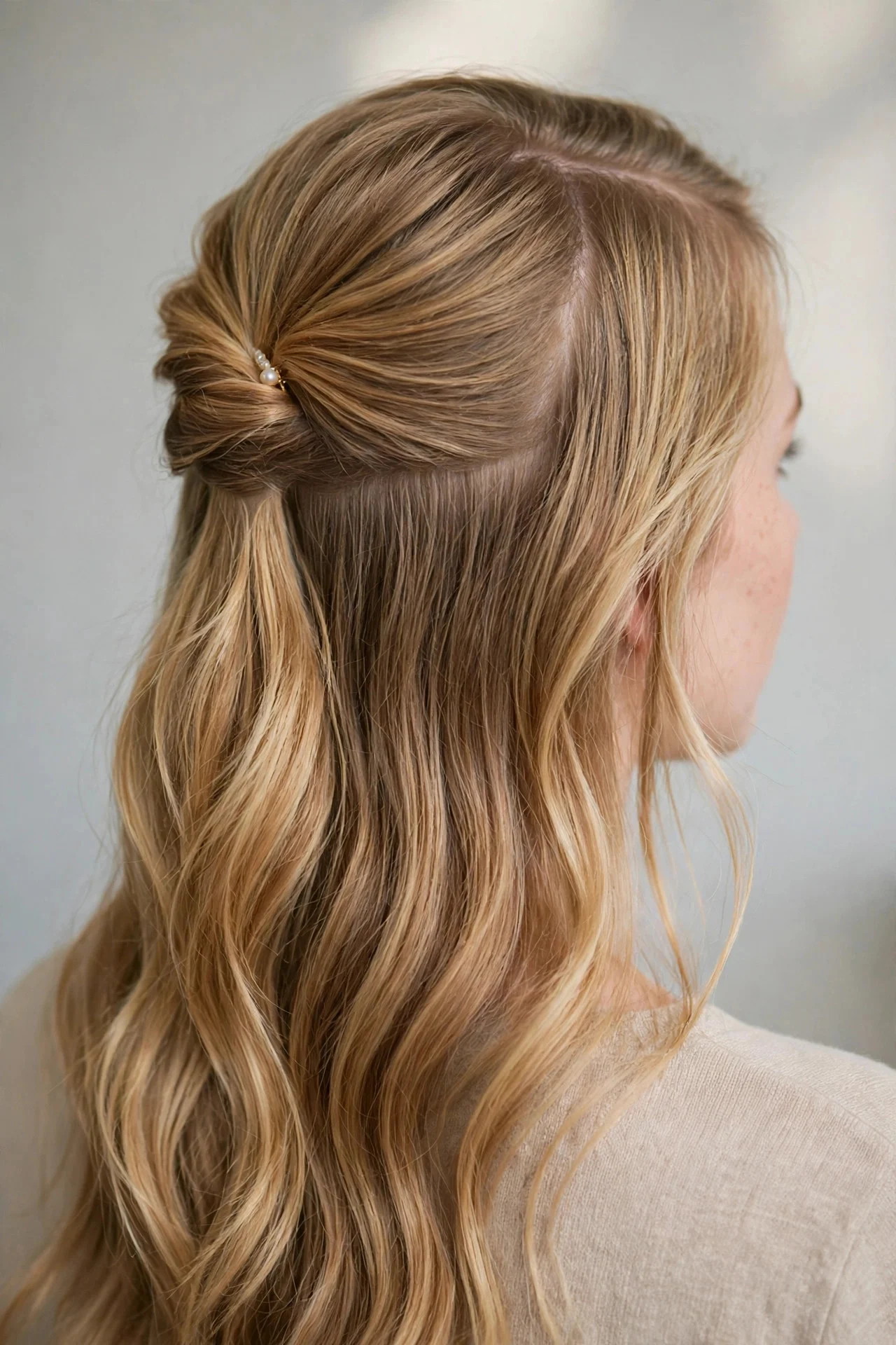 Side Part Half-Up hair
