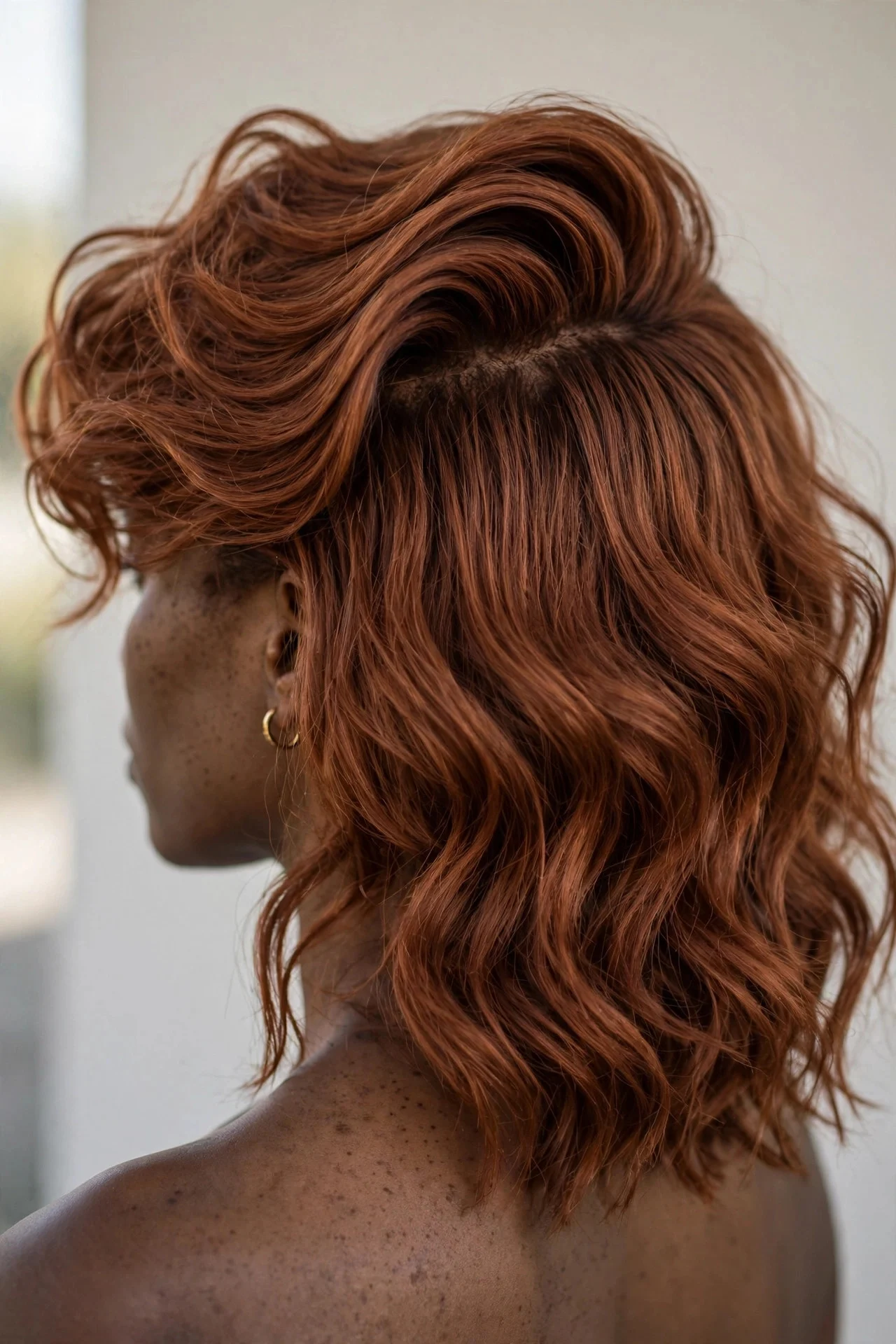 Deep Side Part on a Wavy Lob hair