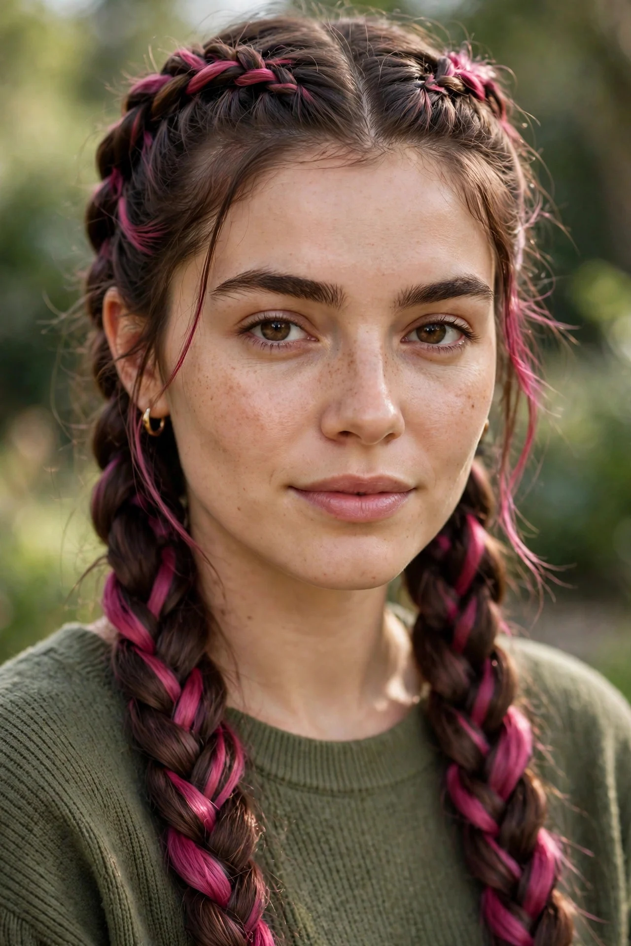 Dark Pink Peekaboo Braids hair