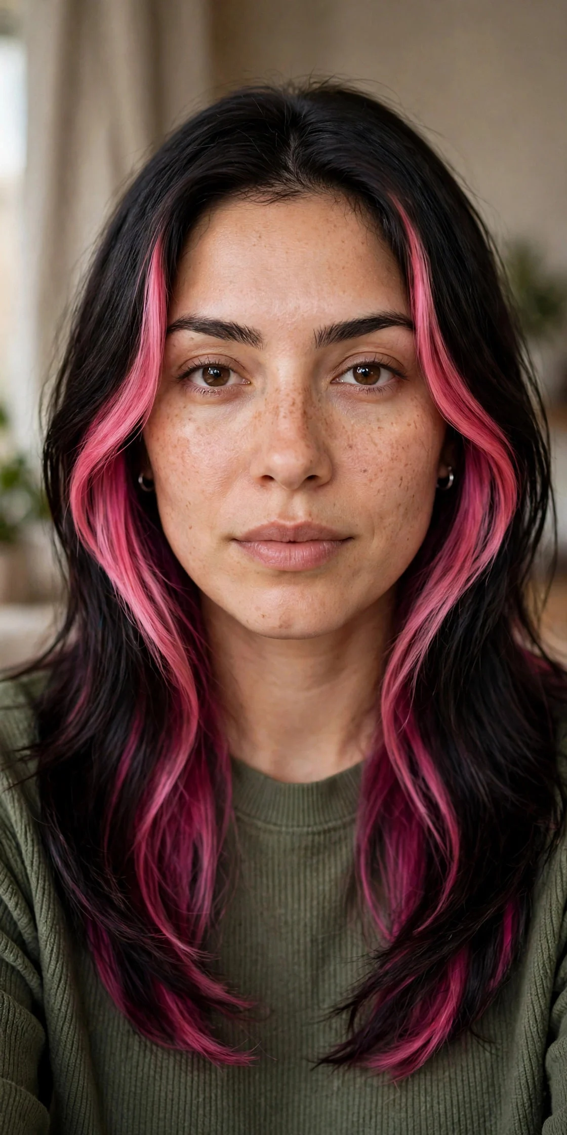Peekaboo Pink and Money Piece Combo hair