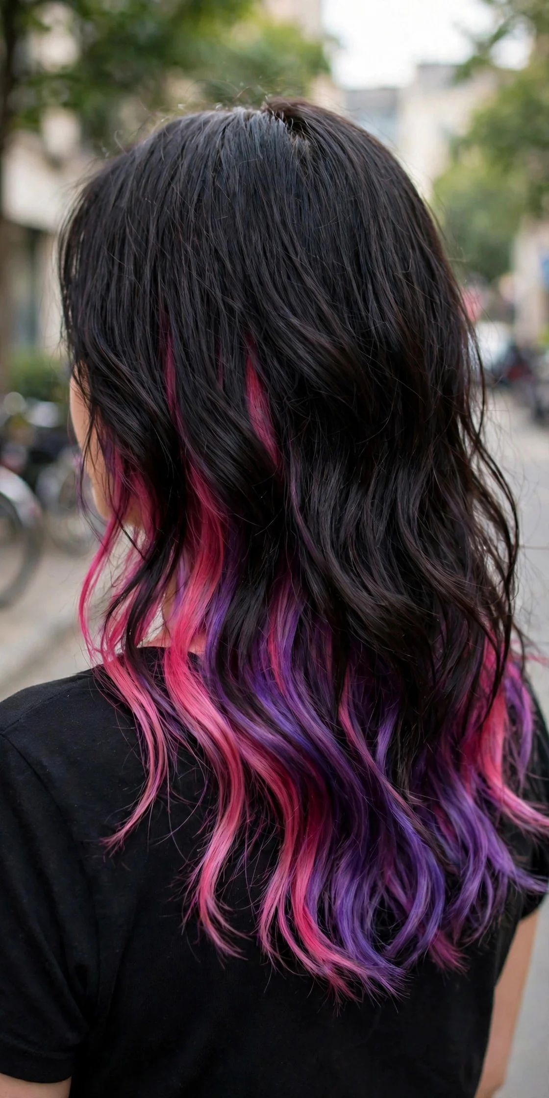 Dark Pink Peekaboo With a Purple Tint hair