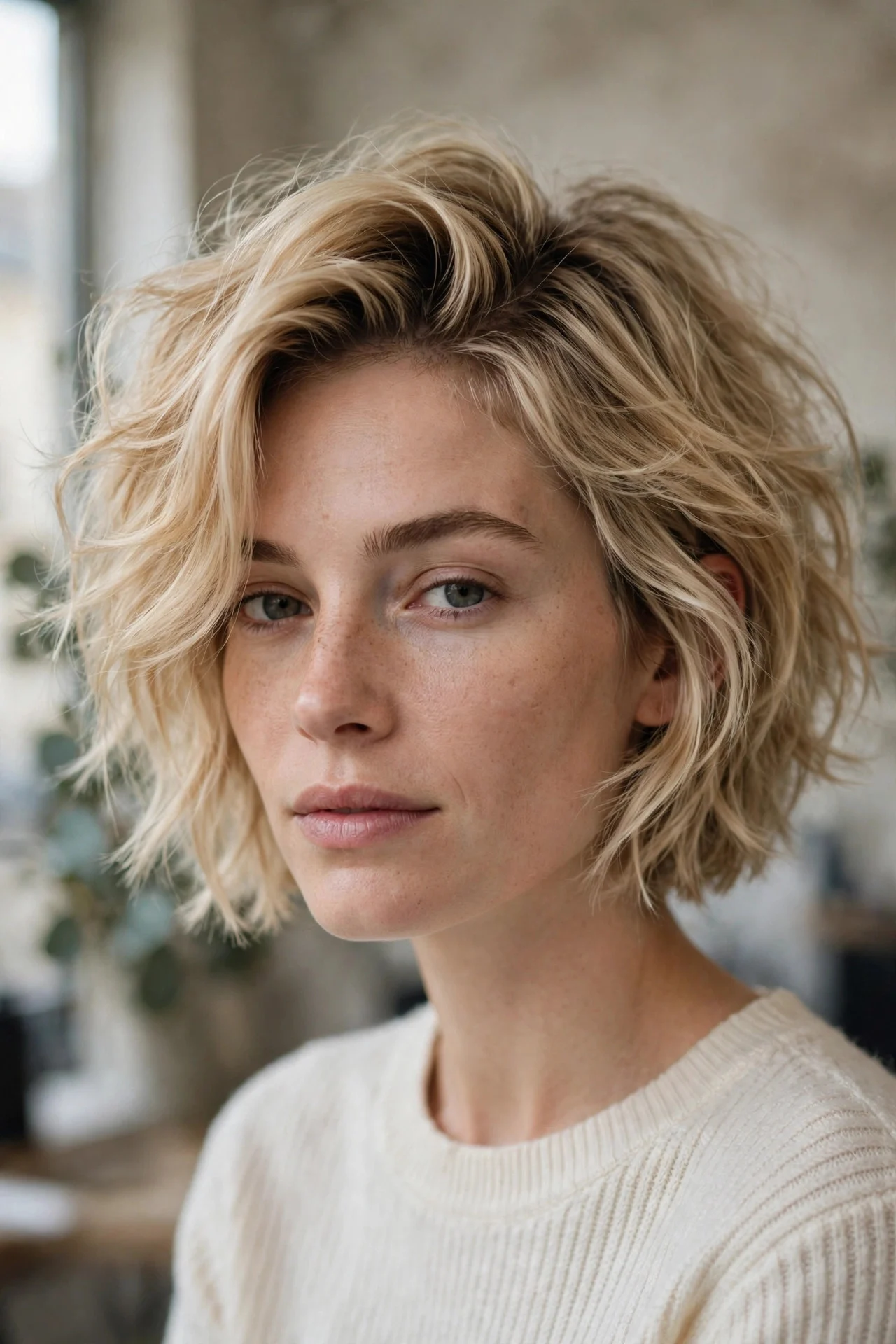 Chin-Length Bob with Curtain Bangs