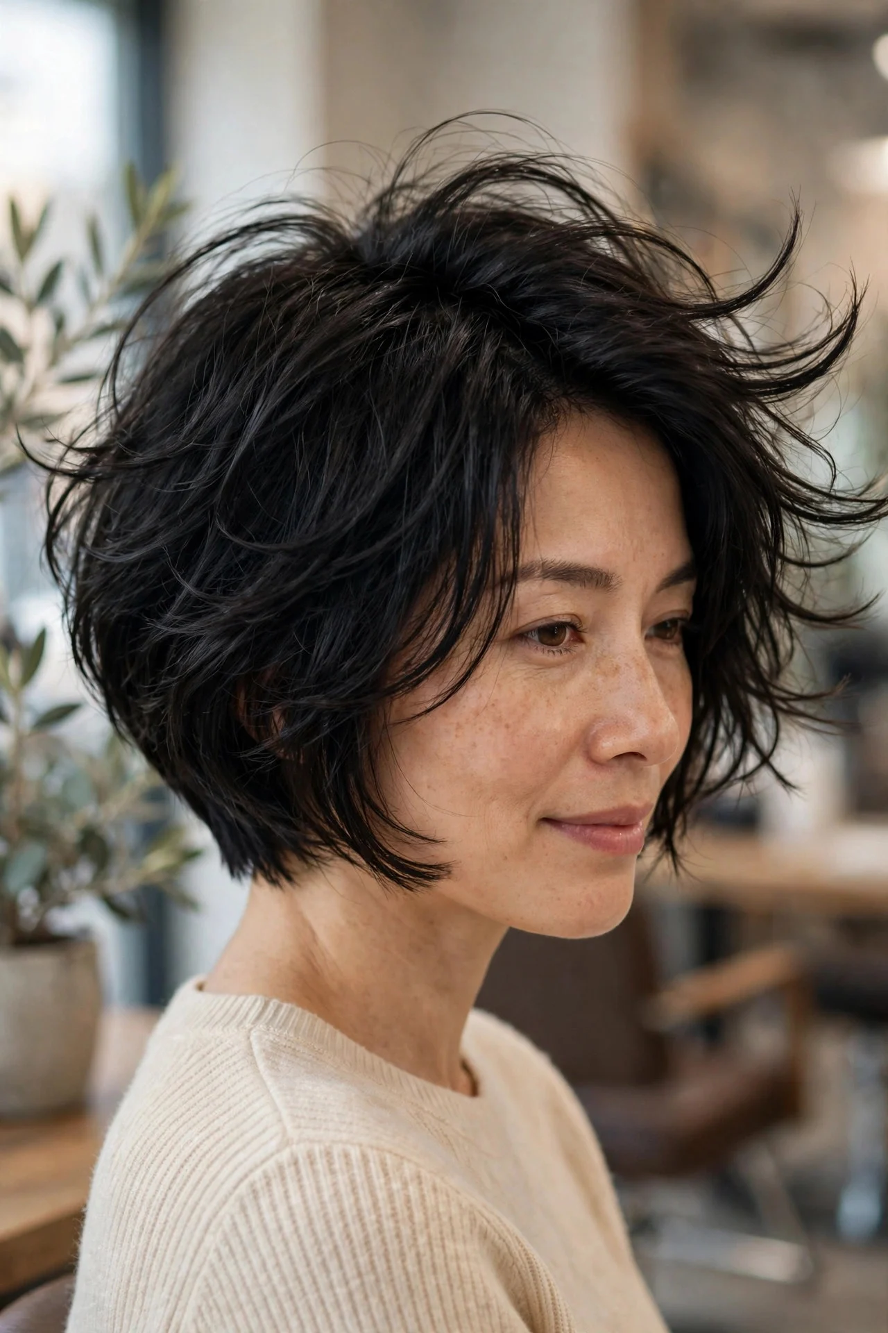 Deep Side-Part Graduated Bob