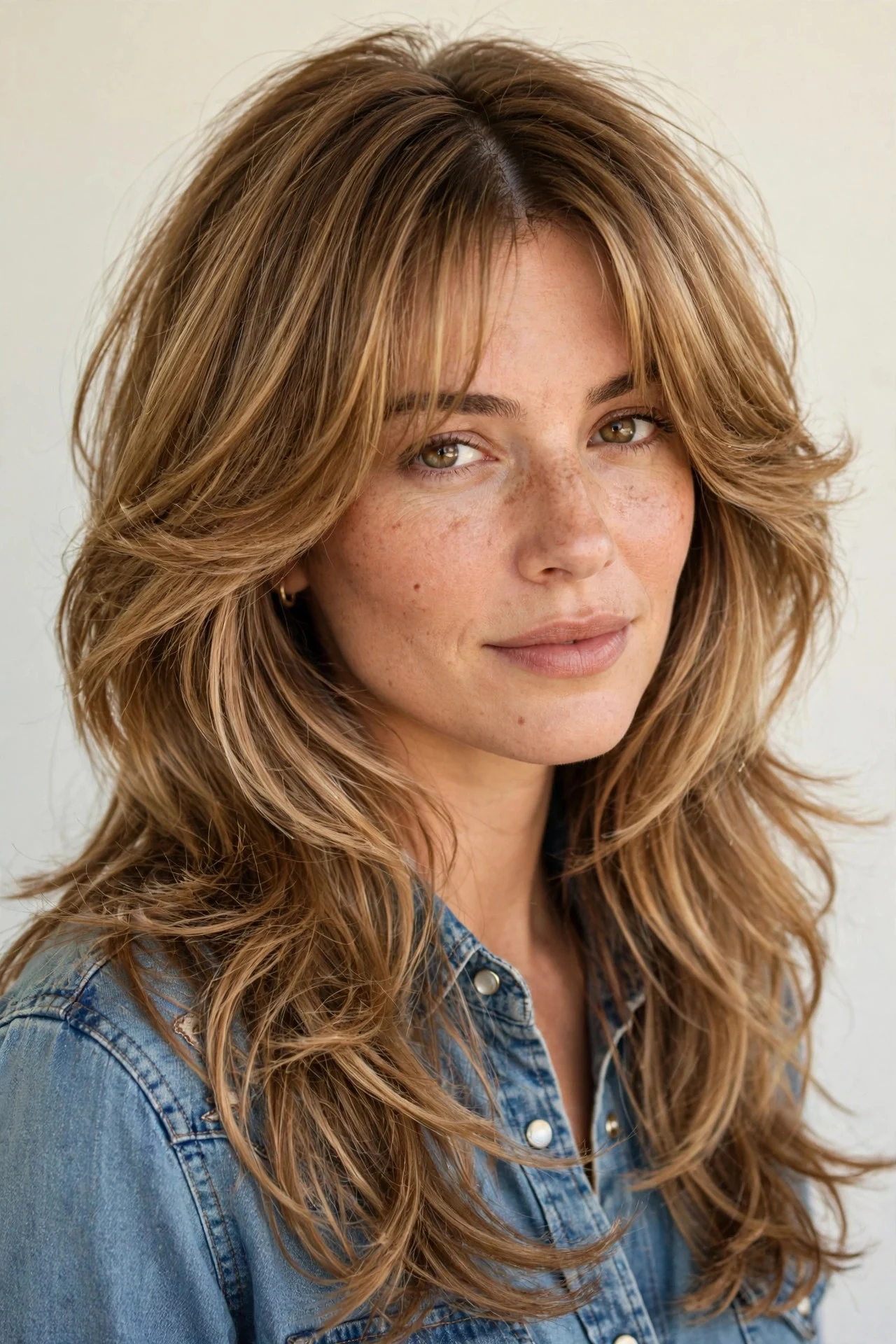 Classic Cowgirl Layers With Curtain Bangs