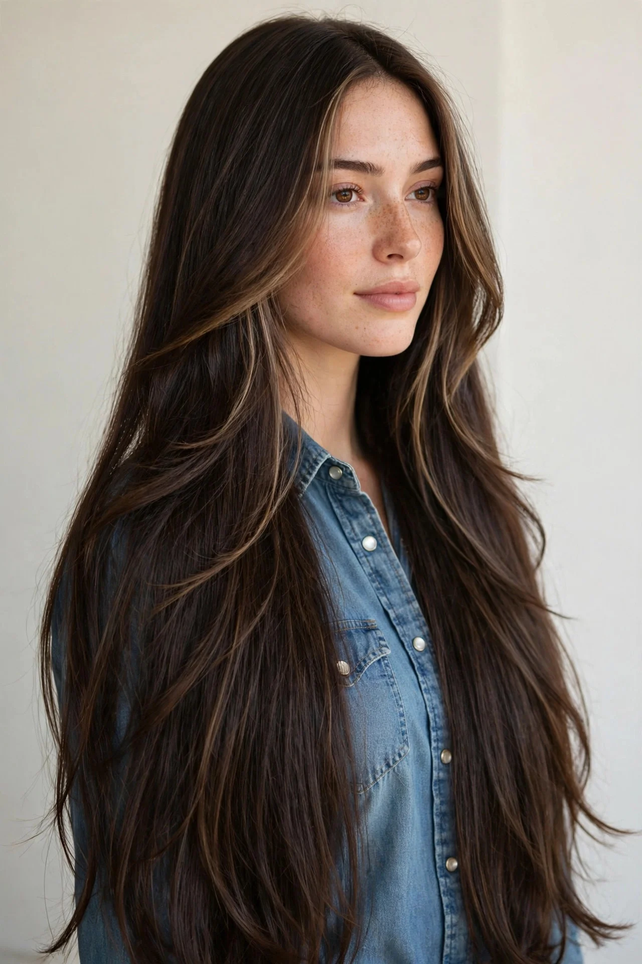 Long Cowgirl Cut With Face-Framing Highlights