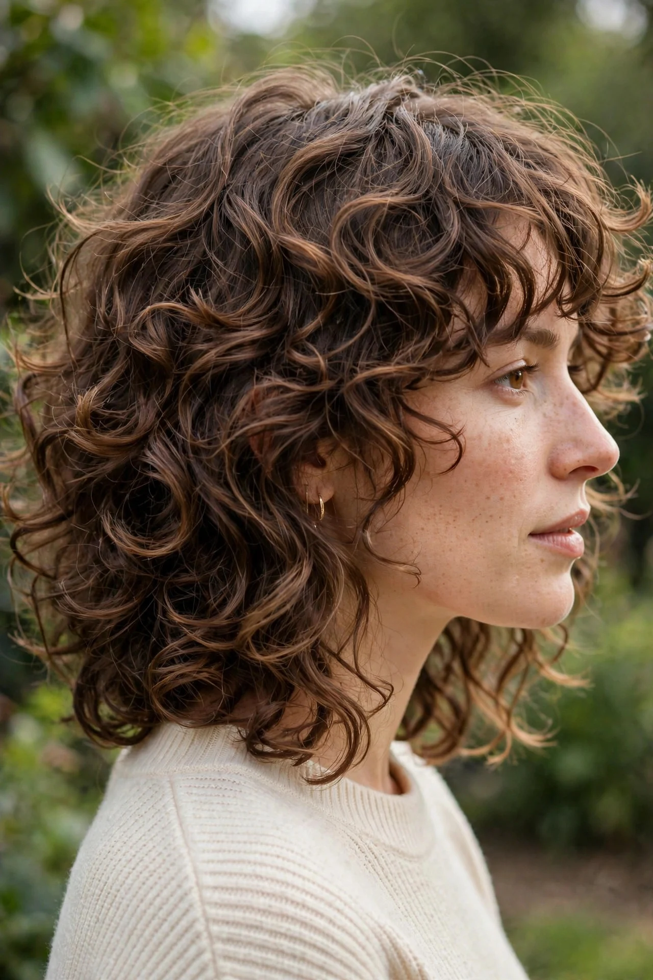 Short Curly Butterfly Cut hair