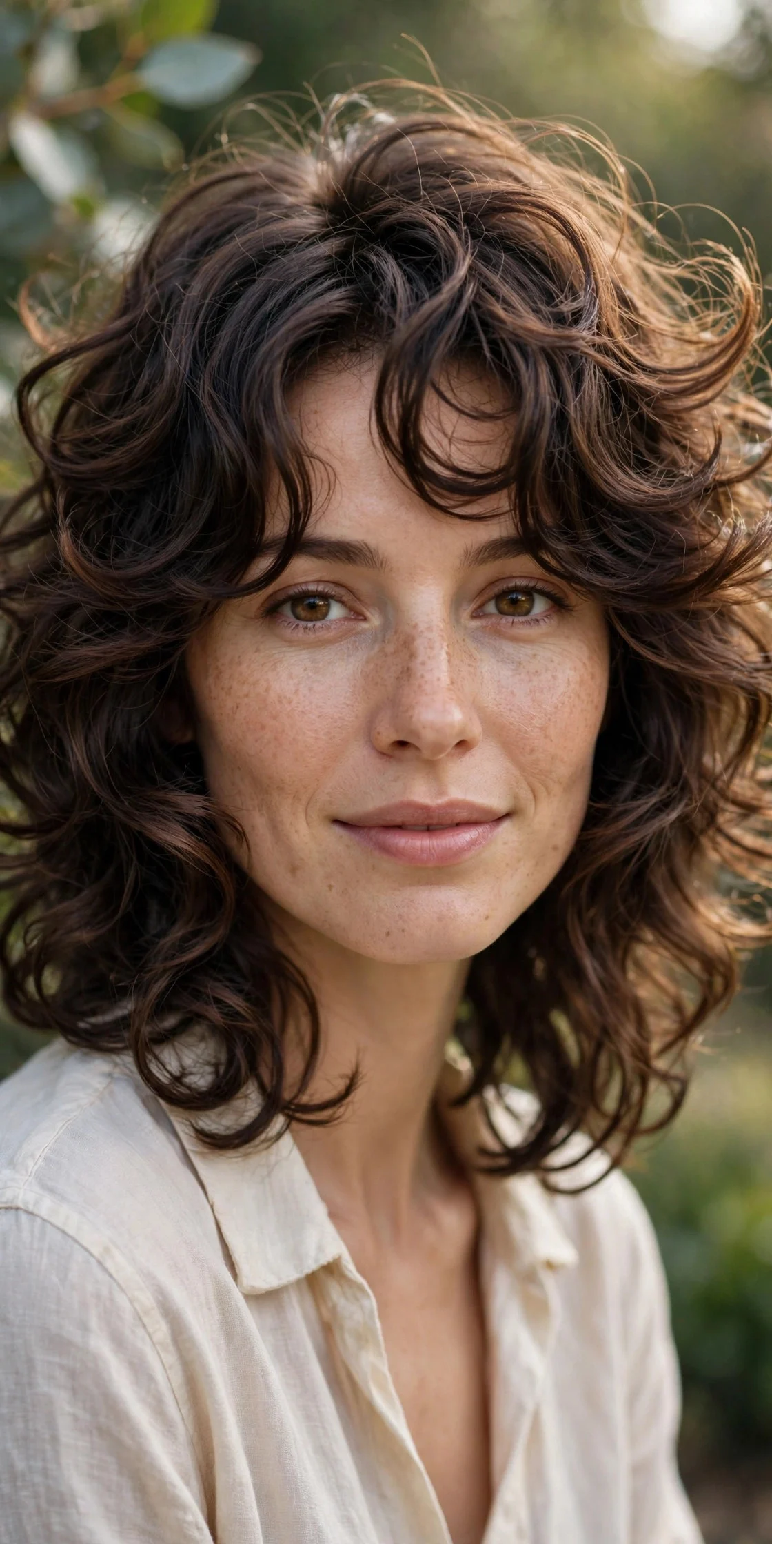 Medium-Length Curly Butterfly hair