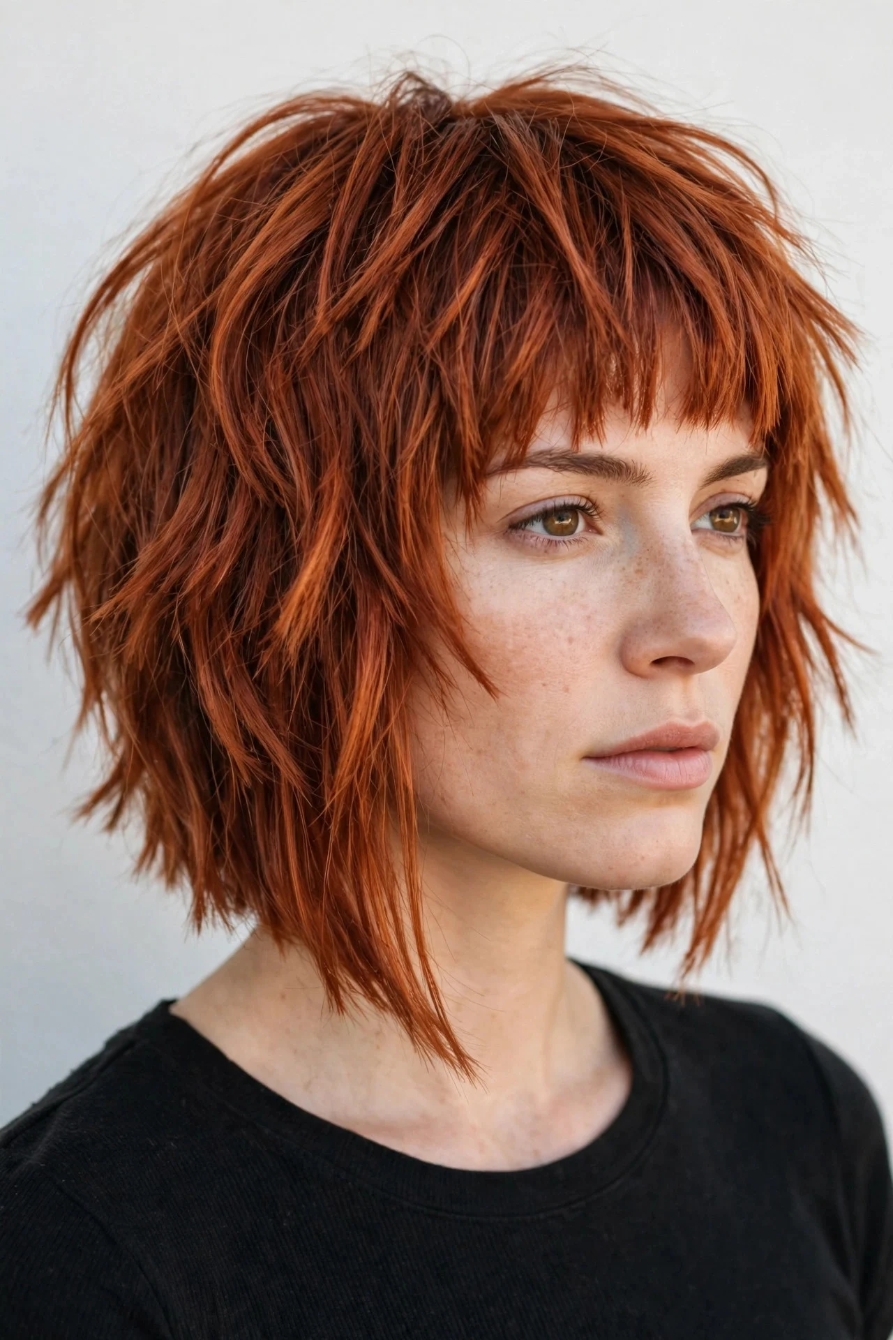 Asymmetric Blunt Bob With Choppy Bangs
