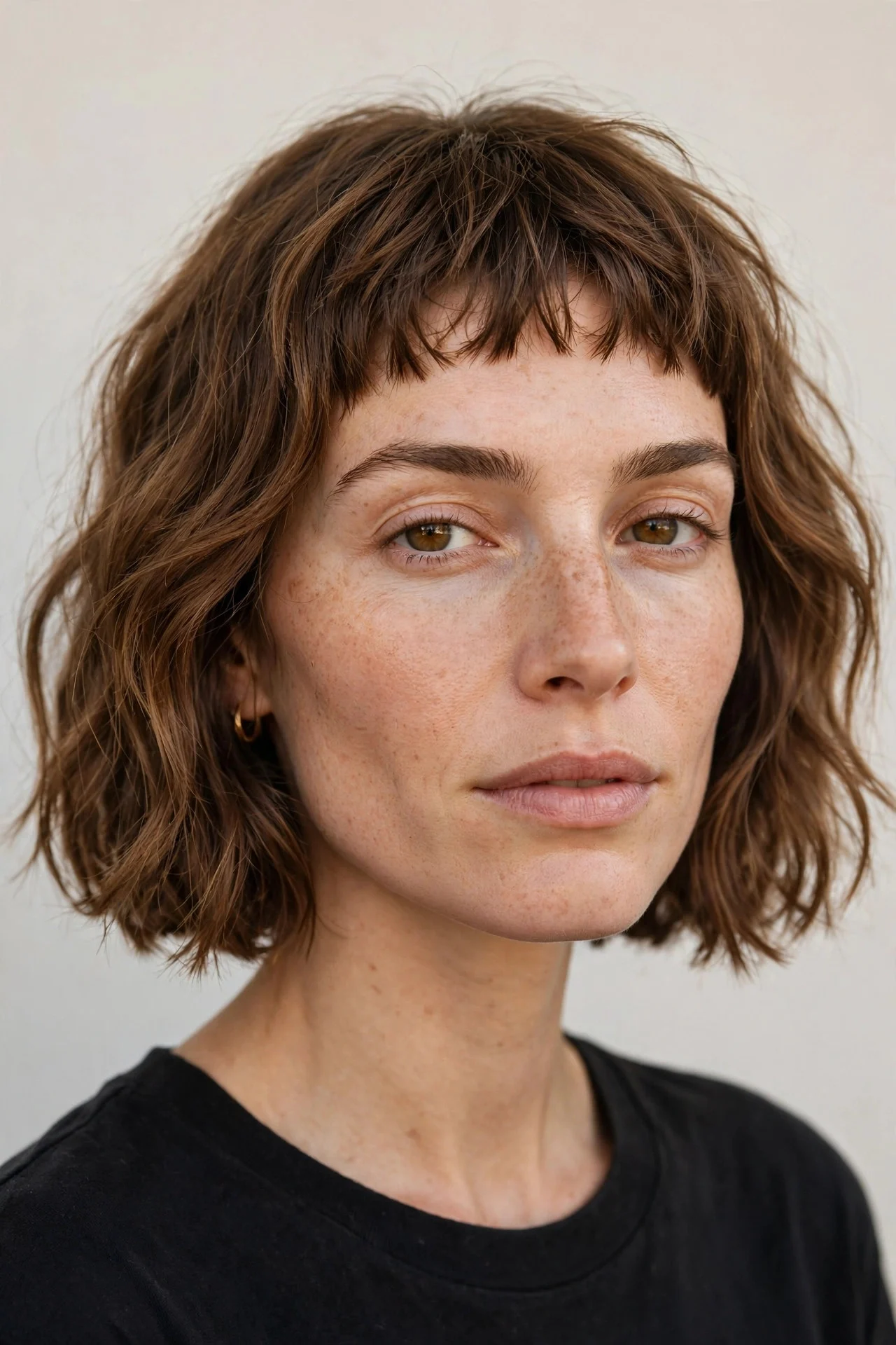 Blunt Bob With Baby Bangs on Textured Hair