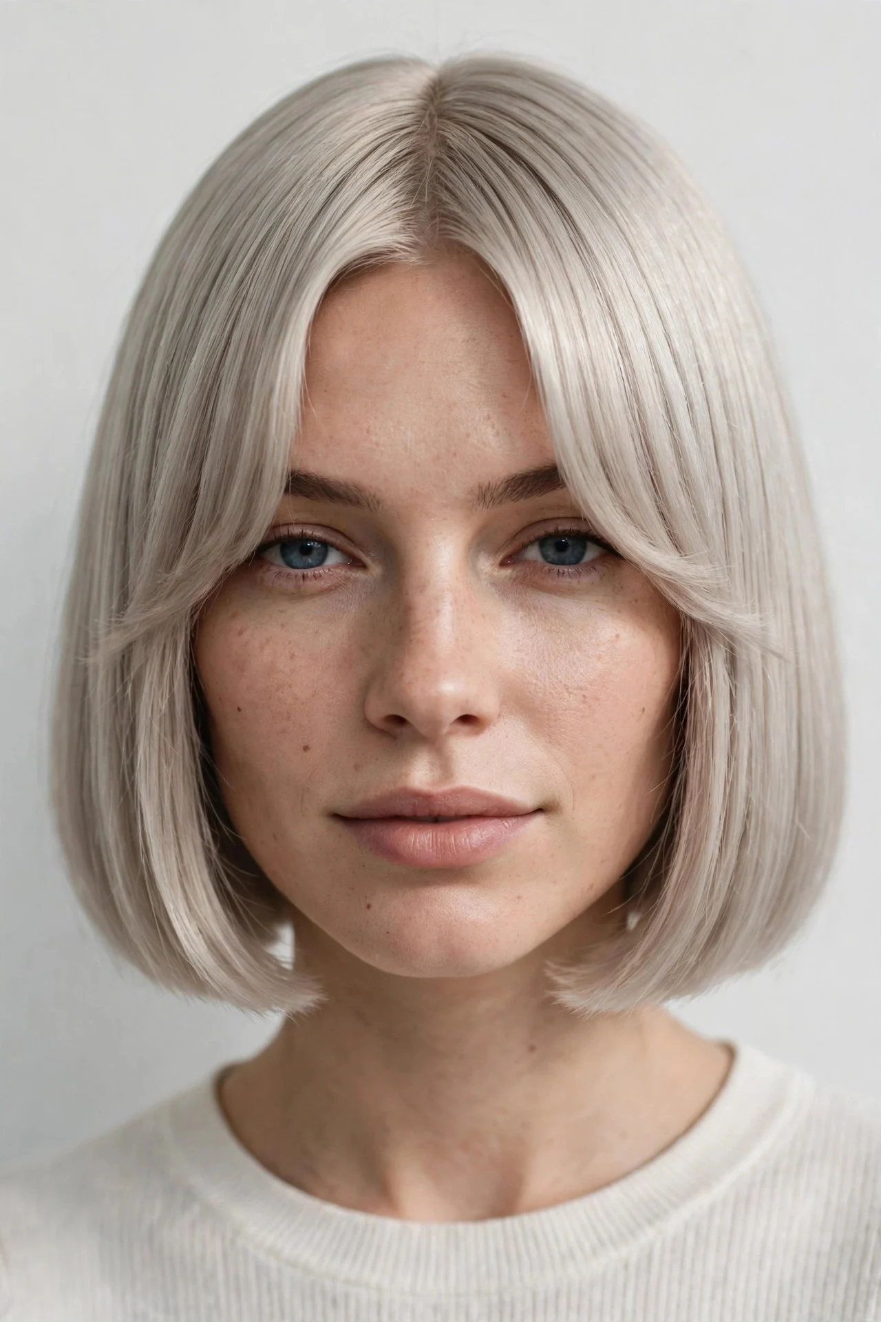 Chin-Length Blunt Bob With Arched Bangs