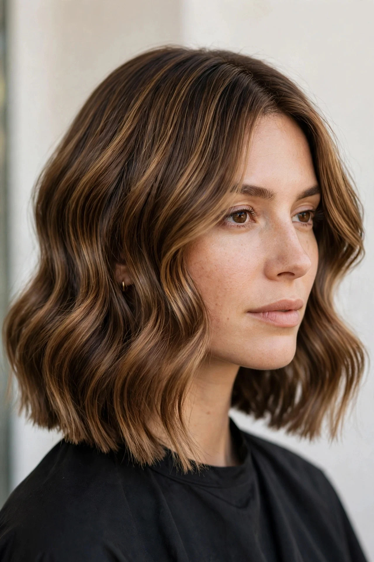 Blunt-End Wavy Lob With Subtle Layers