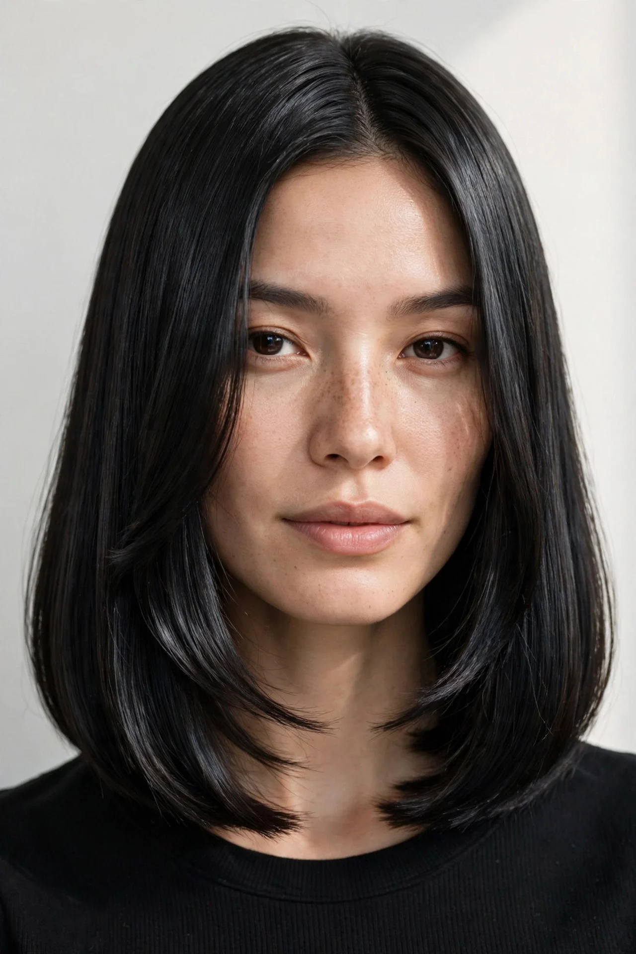 Sleek Glass-Hair Layered Long Bob