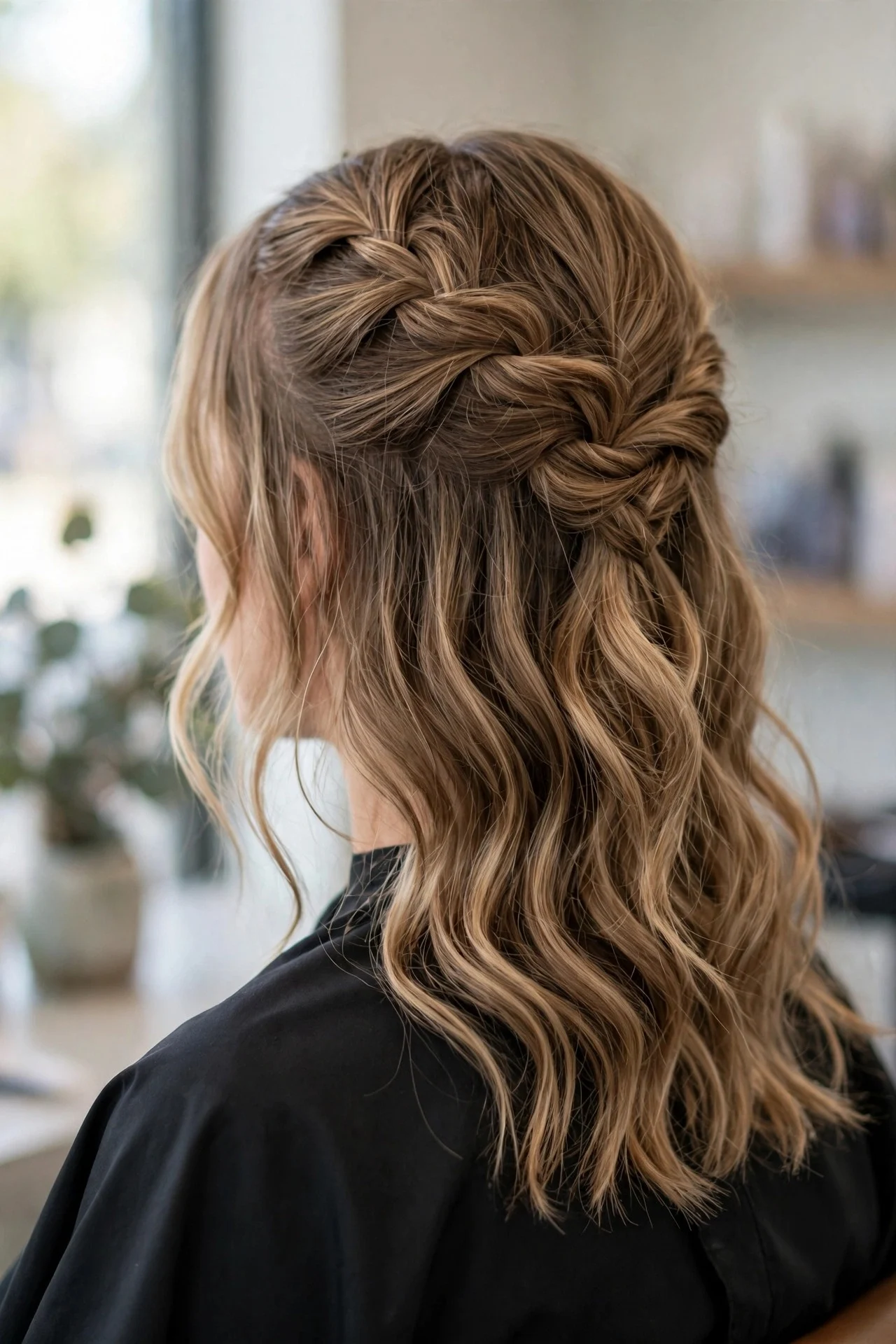 Half-Up French Braid with Loose Waves