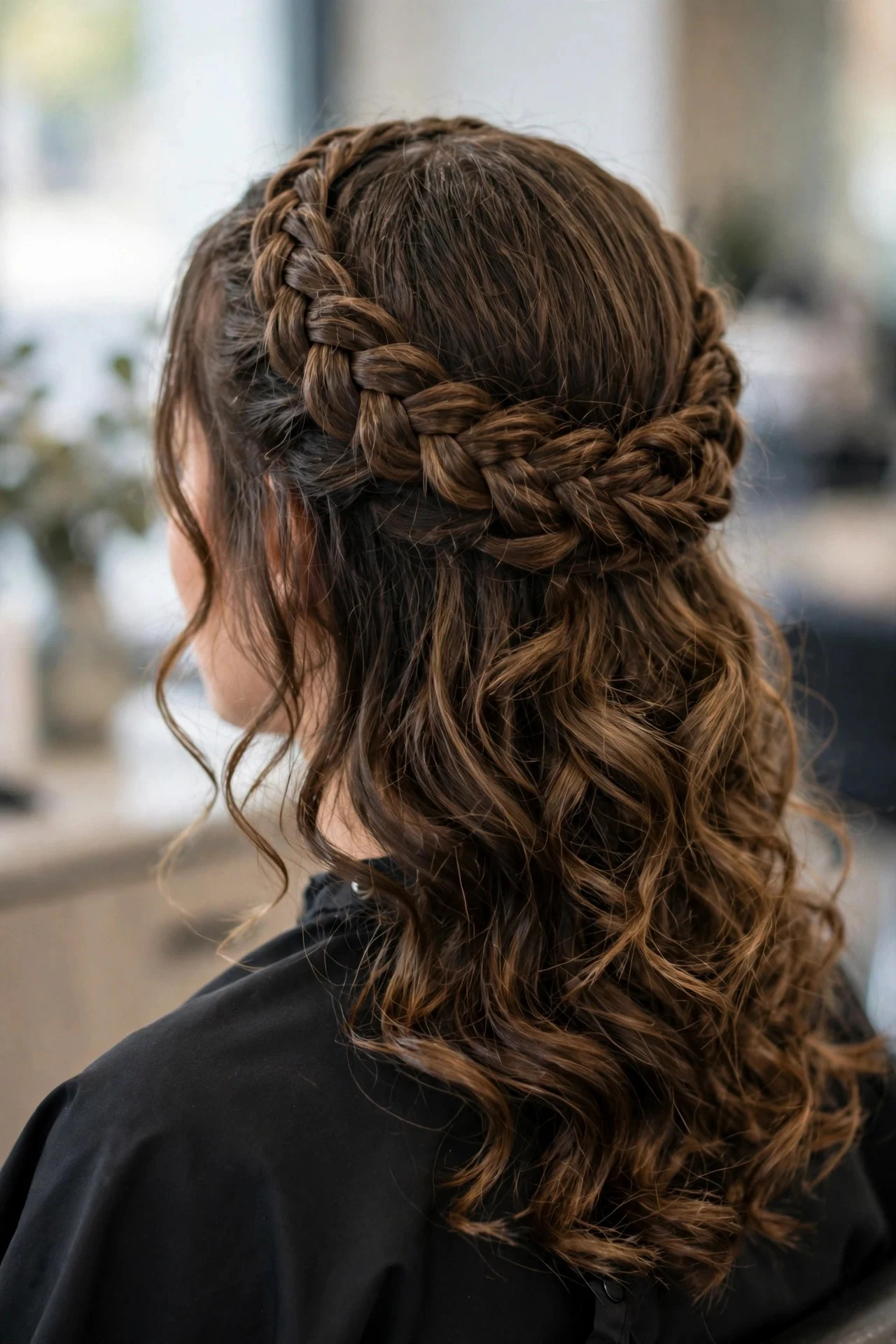 Halo Braid Over Loose Curls